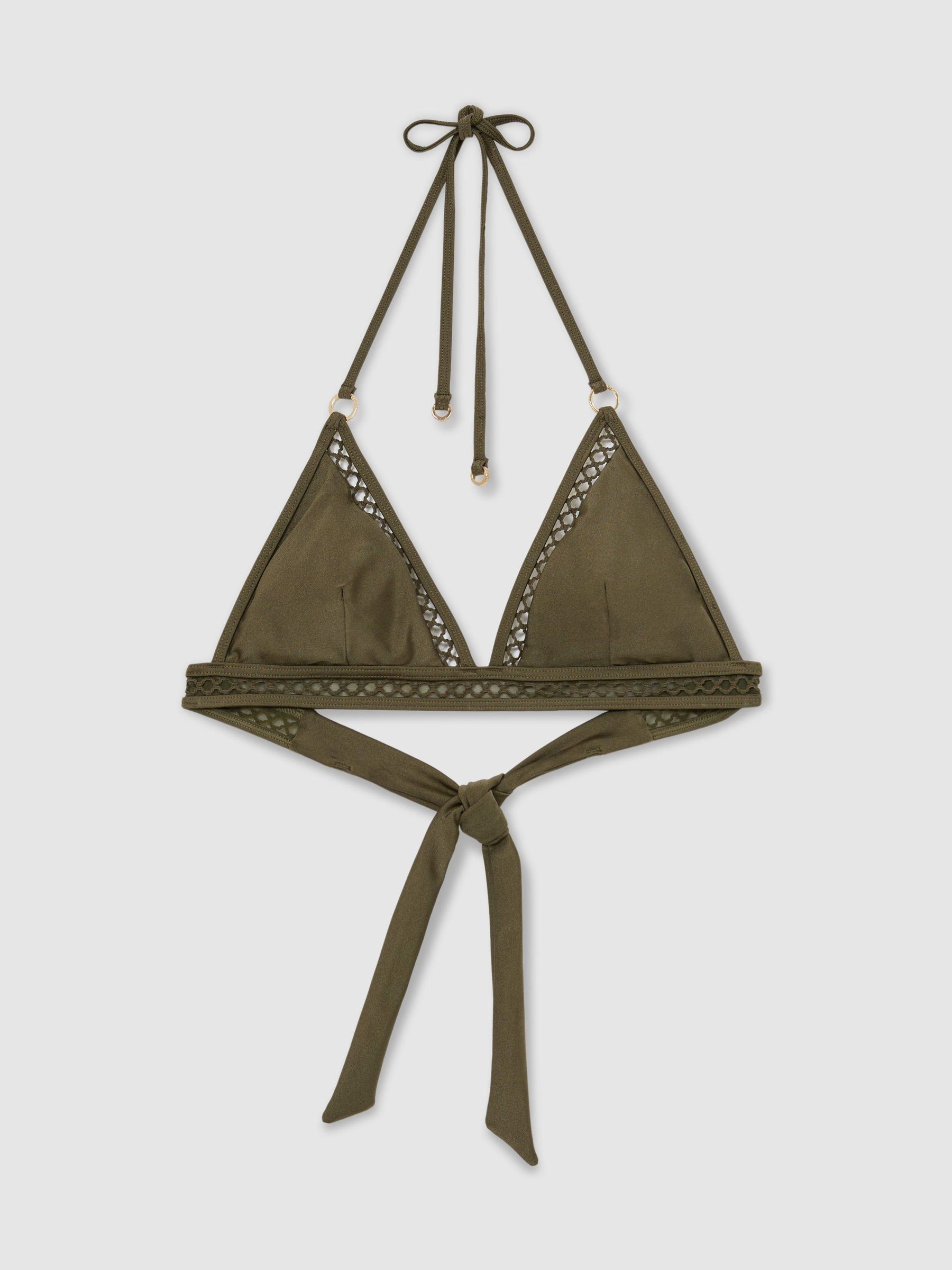 Shimmer Triangle Bikini Top in Khaki Green - Image 2 of 7