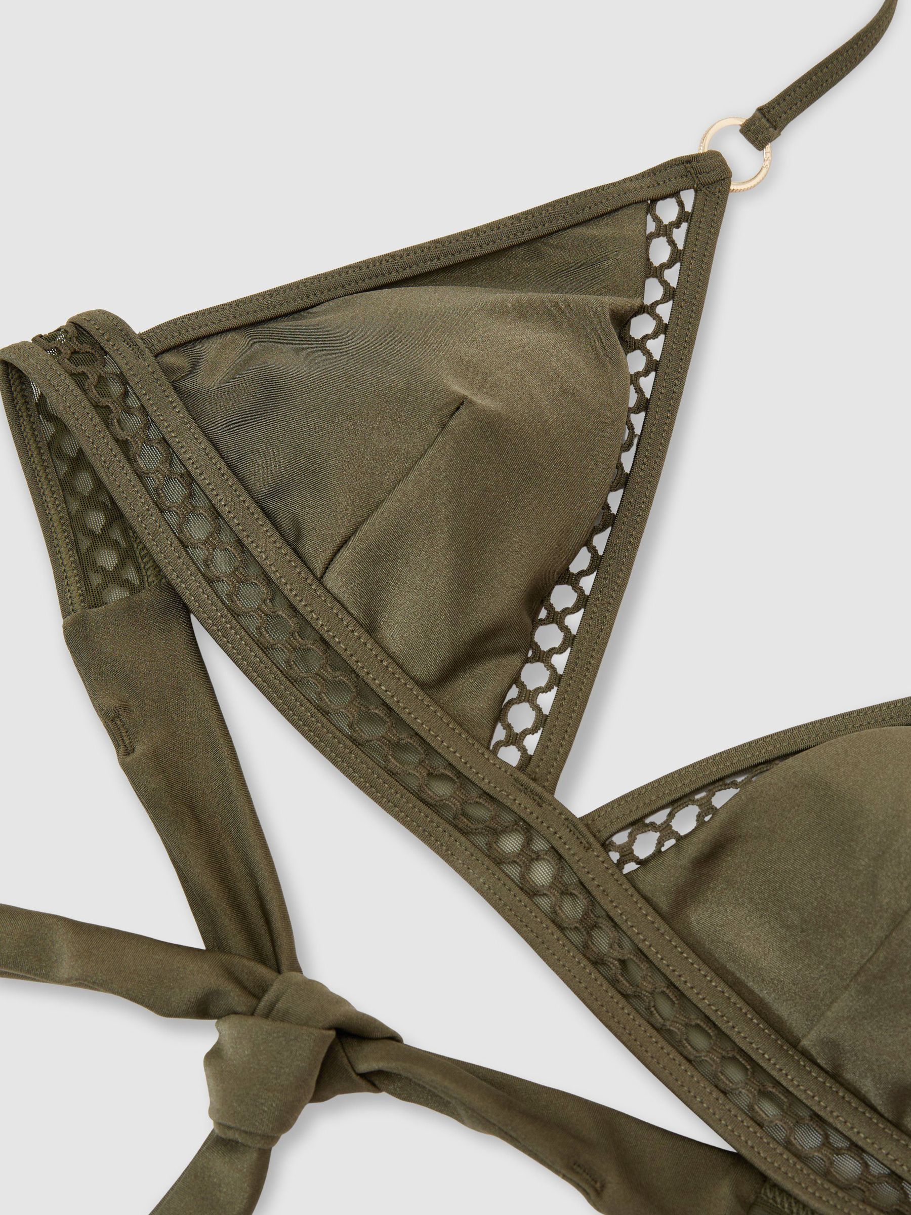 Shimmer Triangle Bikini Top in Khaki Green - Image 7 of 7