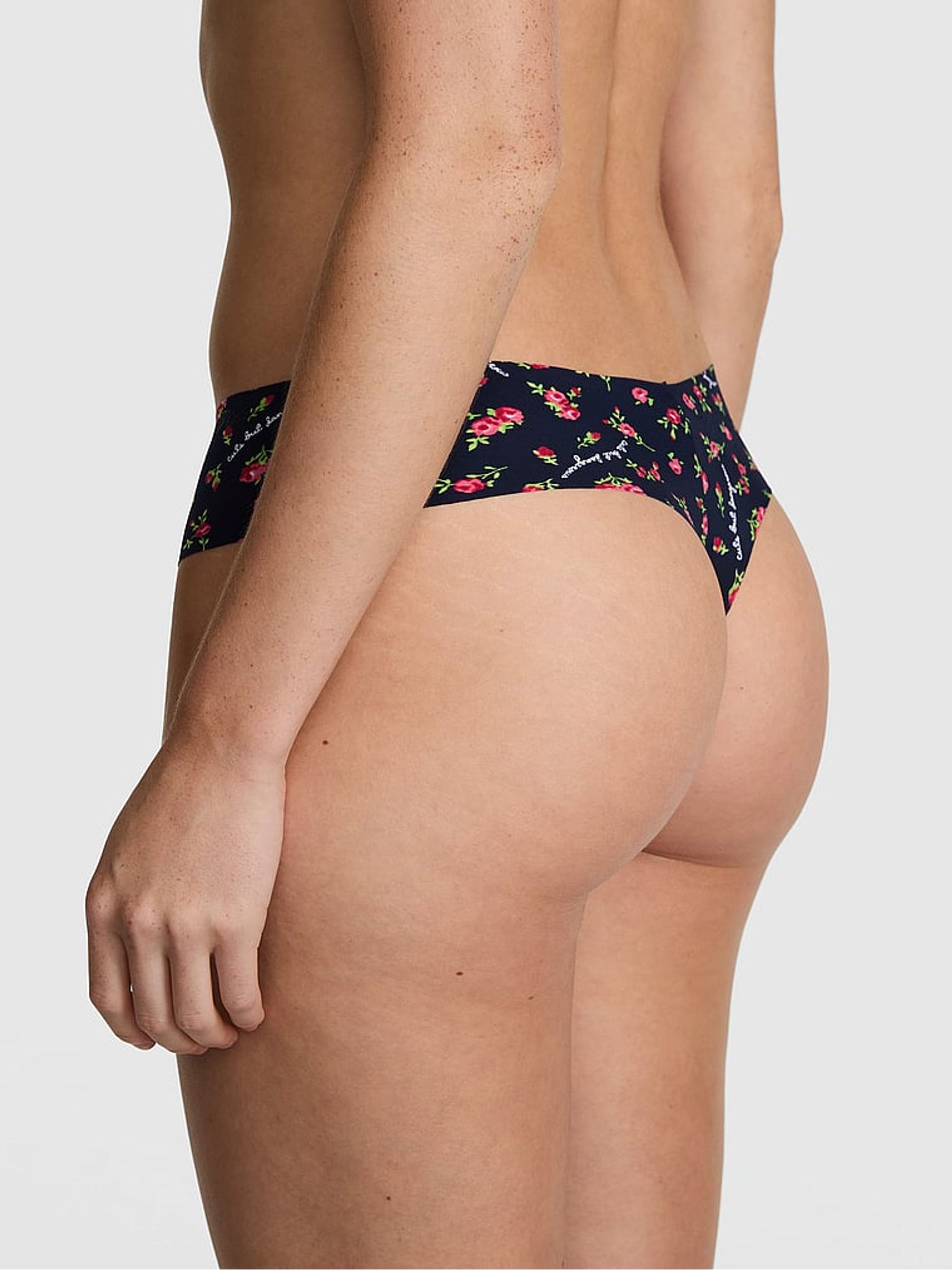 Noir Navy Blue Cute But Dangerous Print Thong No Show Knickers - Image 2 of 2
