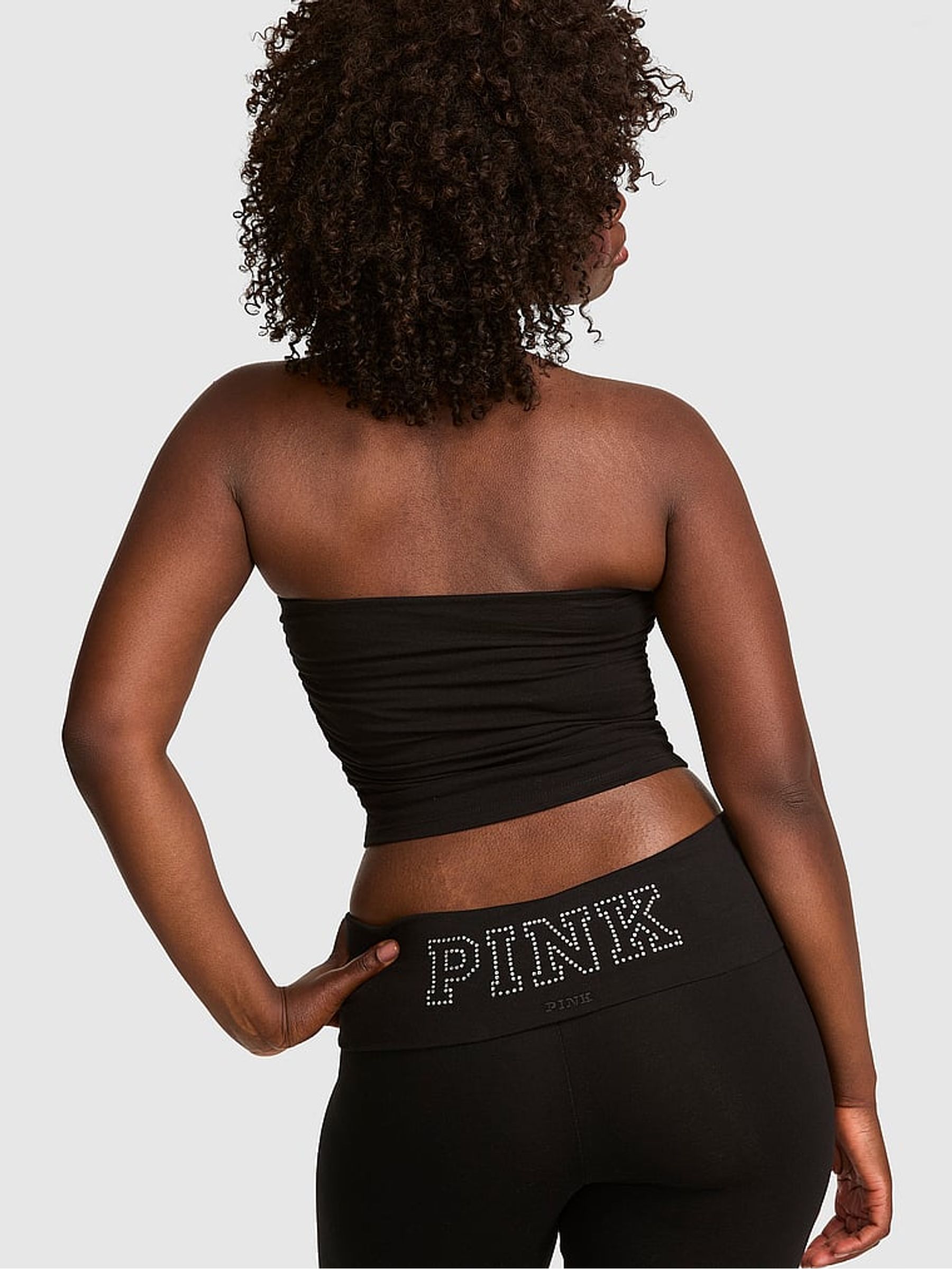 Black Diamanté Cotton Tube Top - Image 2 of 2