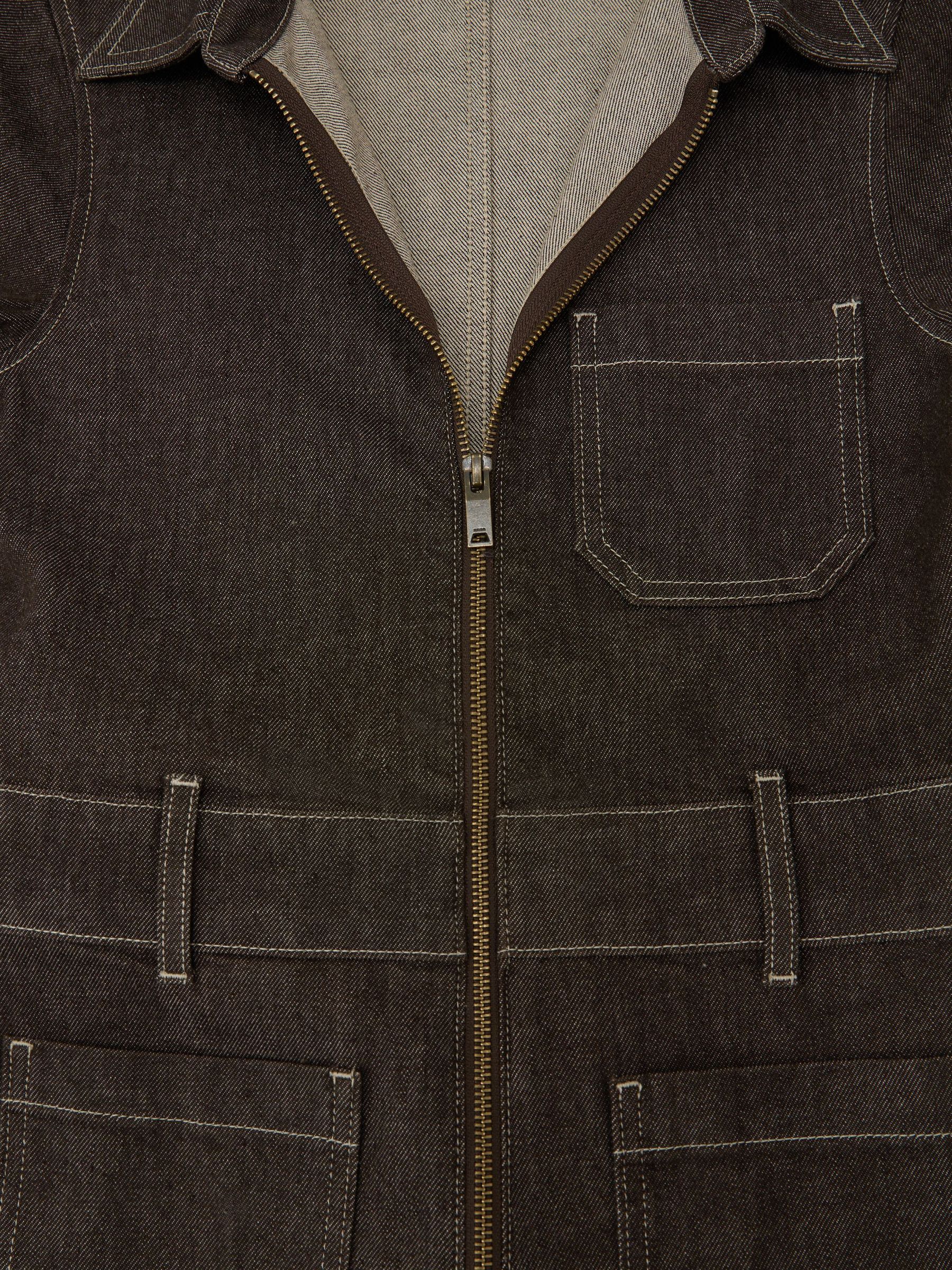 Denim Wide-Leg Jumpsuit in Chocolate Brown - Image 7 of 7