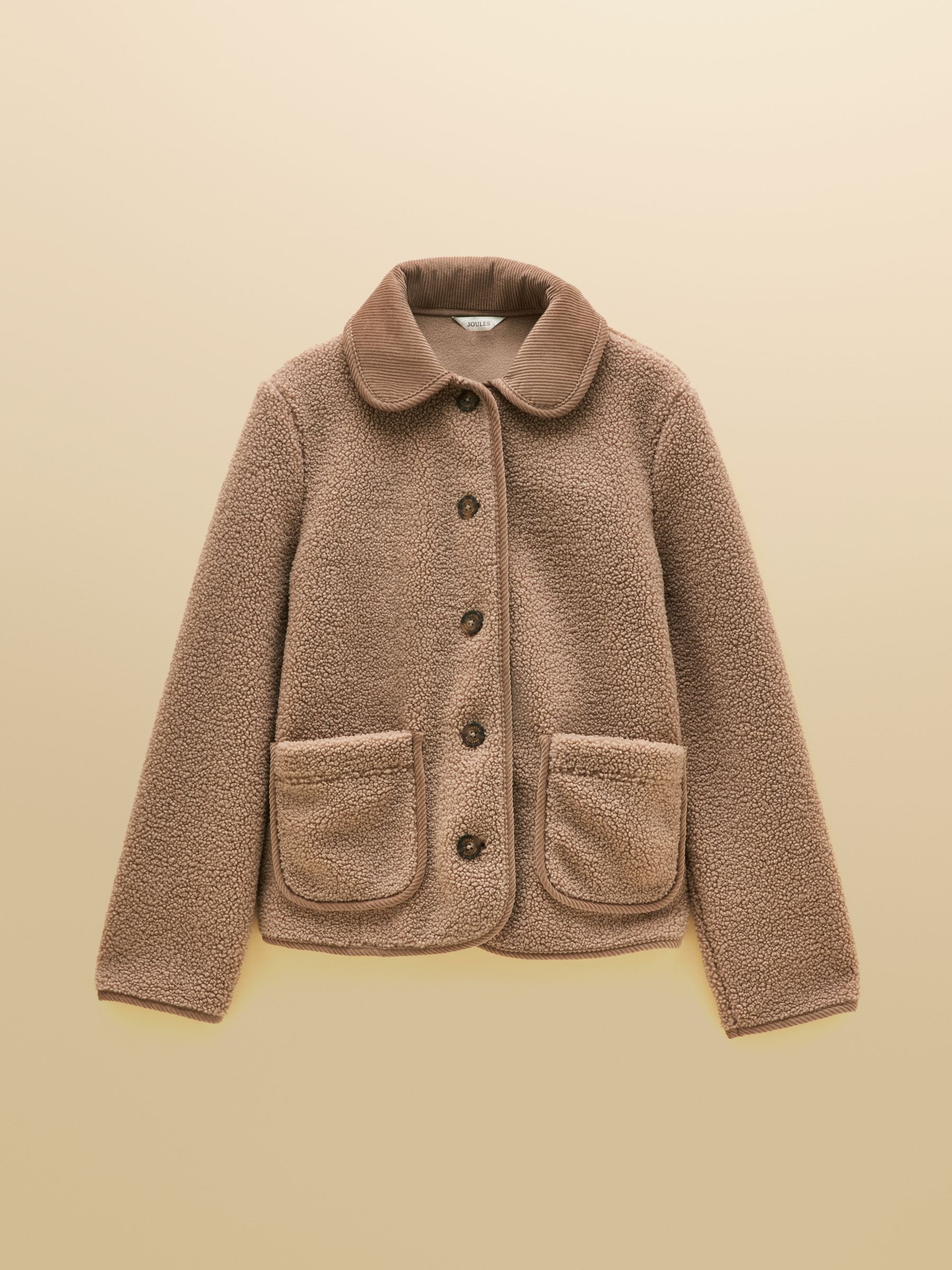 Sadie Mink Brown Button Through Fleece Jacket - Image 8 of 8
