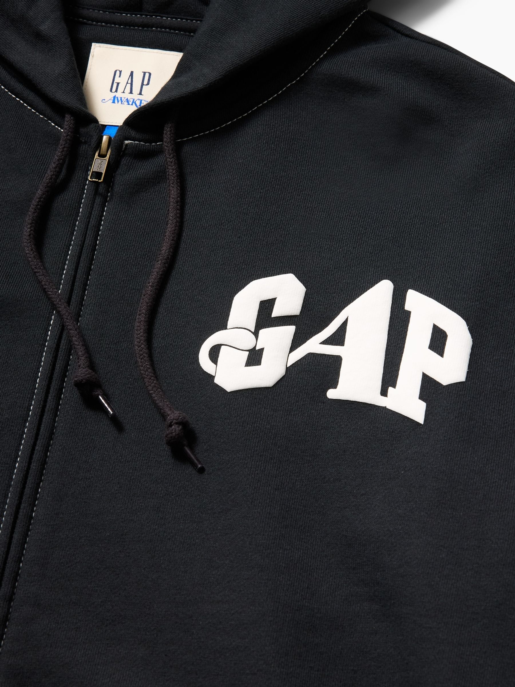 Gap x Awake NY Black Heavyweight Oversized Logo Zip Hoodie | Gap