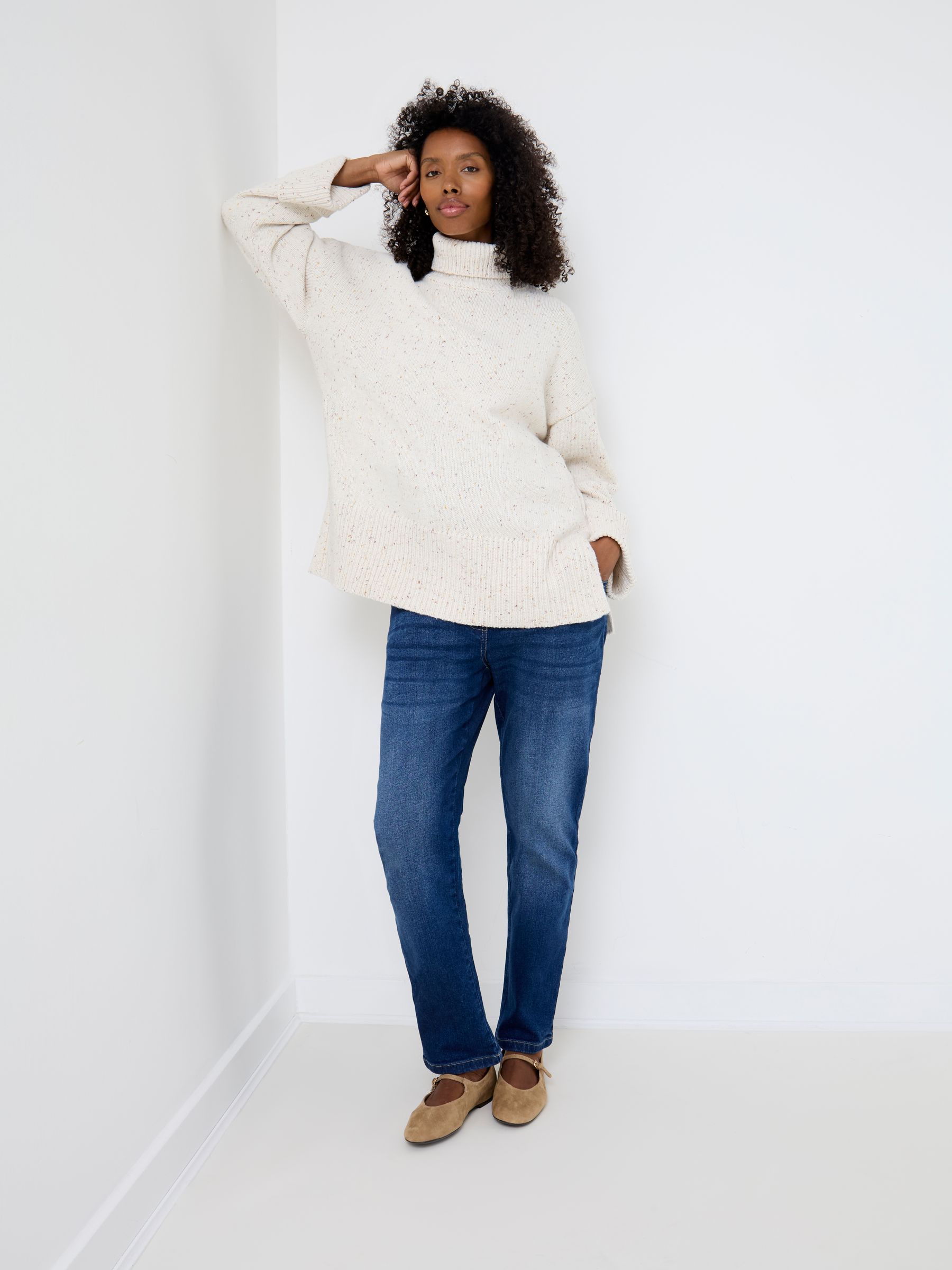 Cream Flecked Roll Neck Maternity & Nursing Jumper - Image 3 of 5