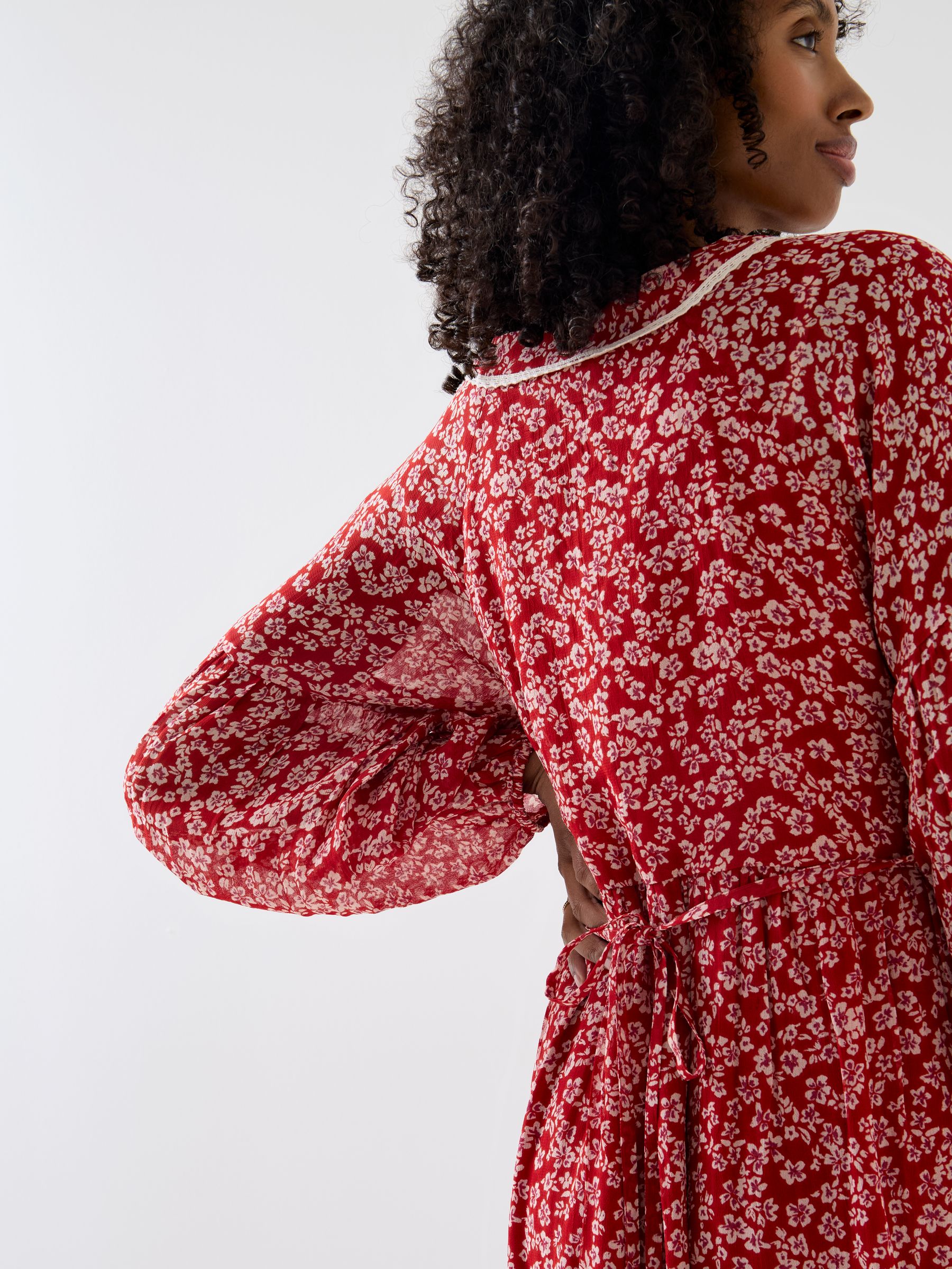 Rust Orange Floral Long Sleeve Midi Maternity Dress - Image 7 of 7 Rust Orange Floral Long Sleeve Midi Maternity Dress - Image 7 of 7