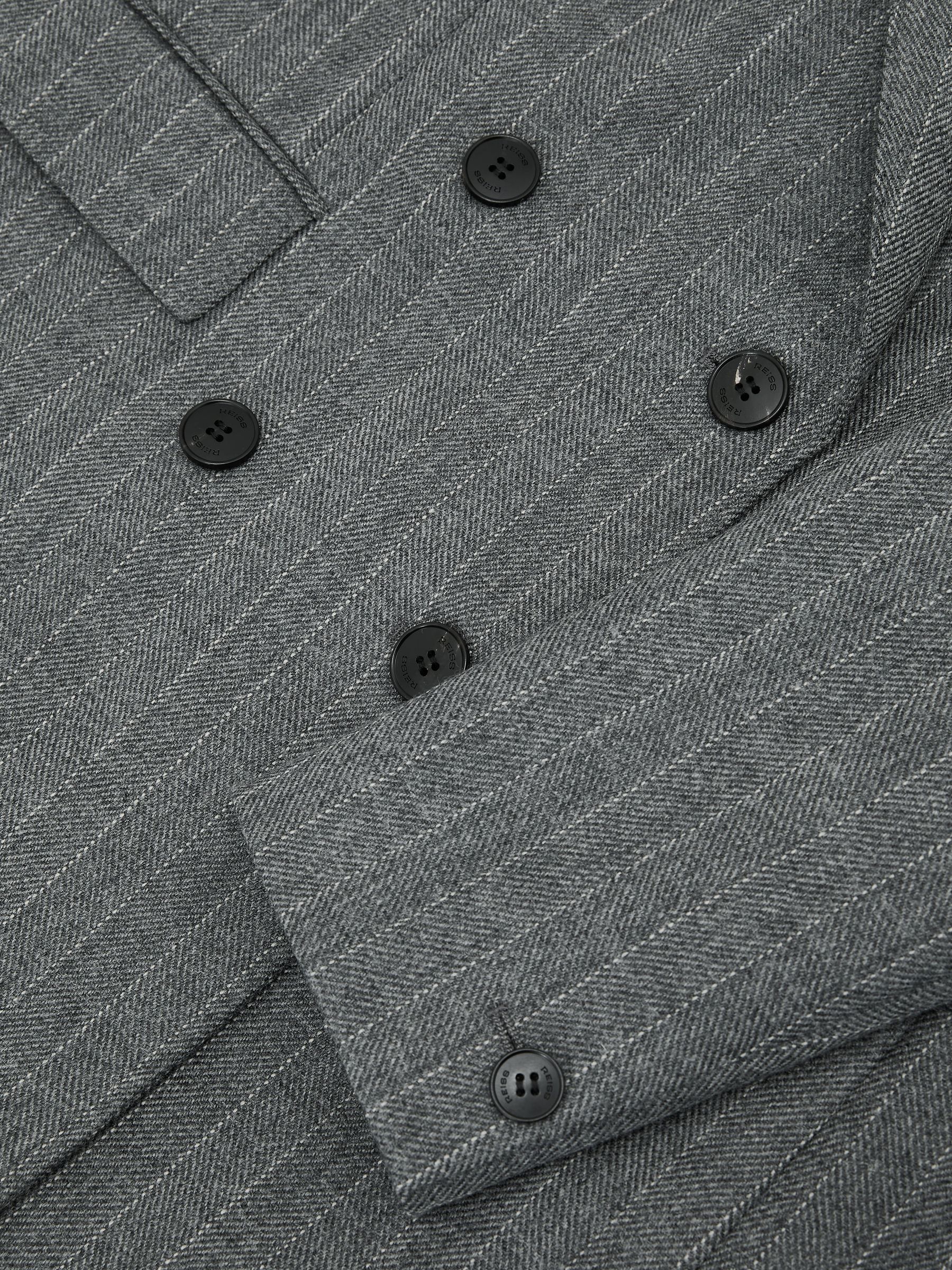 Petite Wool Double-Breasted Pinstripe Blazer in Grey - Image 7 of 8