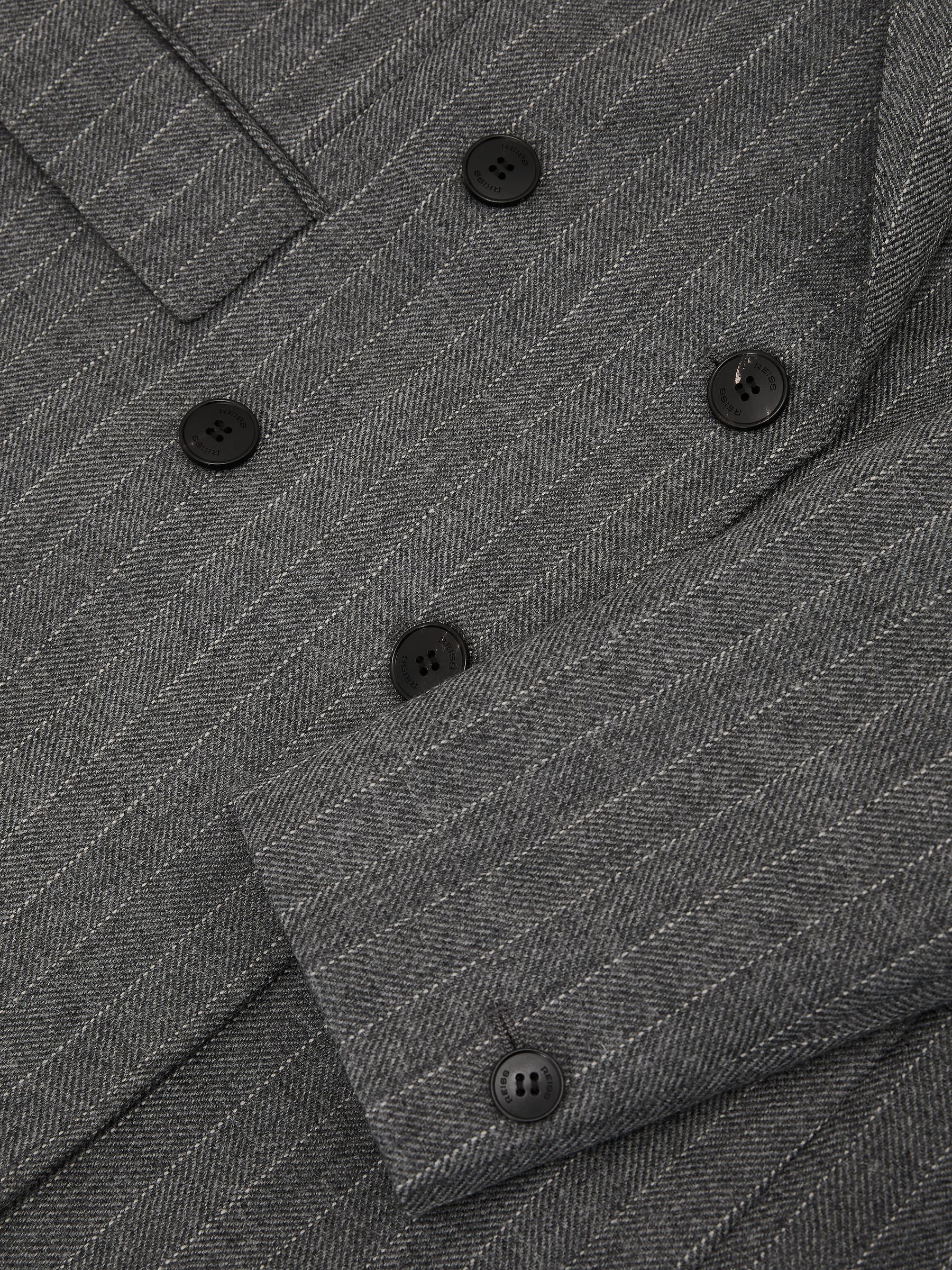 Wool Double-Breasted Pinstripe Blazer in Grey - Image 11 of 11