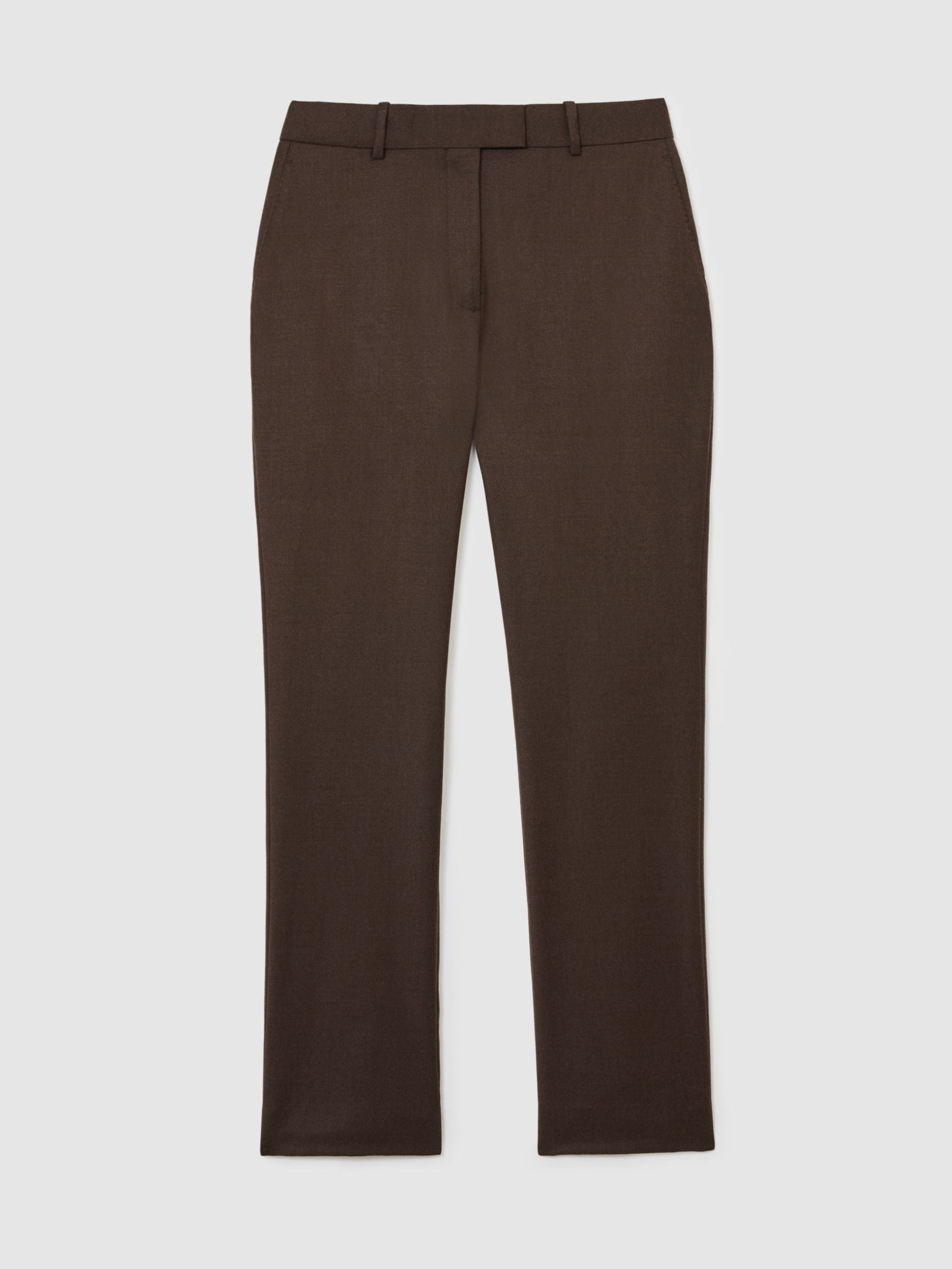 Schmal geschnittene Hose aus Wollmischung Petite in Mokkabraun - Bild 2 von 8