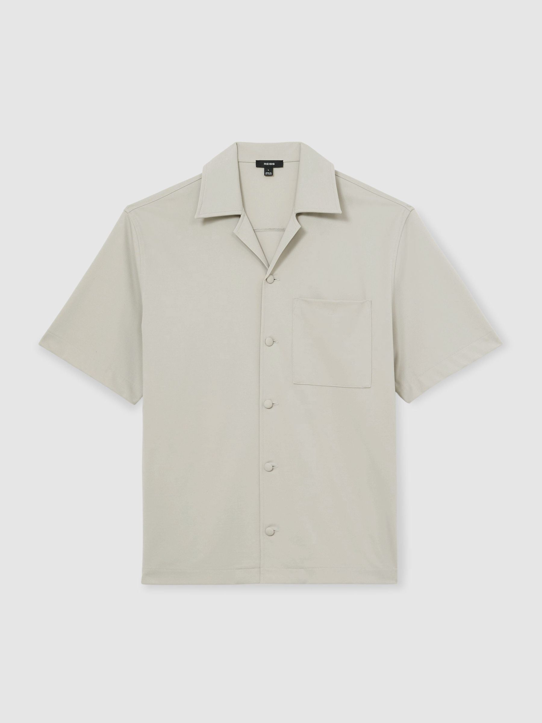 Cuban-Collar Short-Sleeve Shirt in Light Stone - Image 2 of 7
