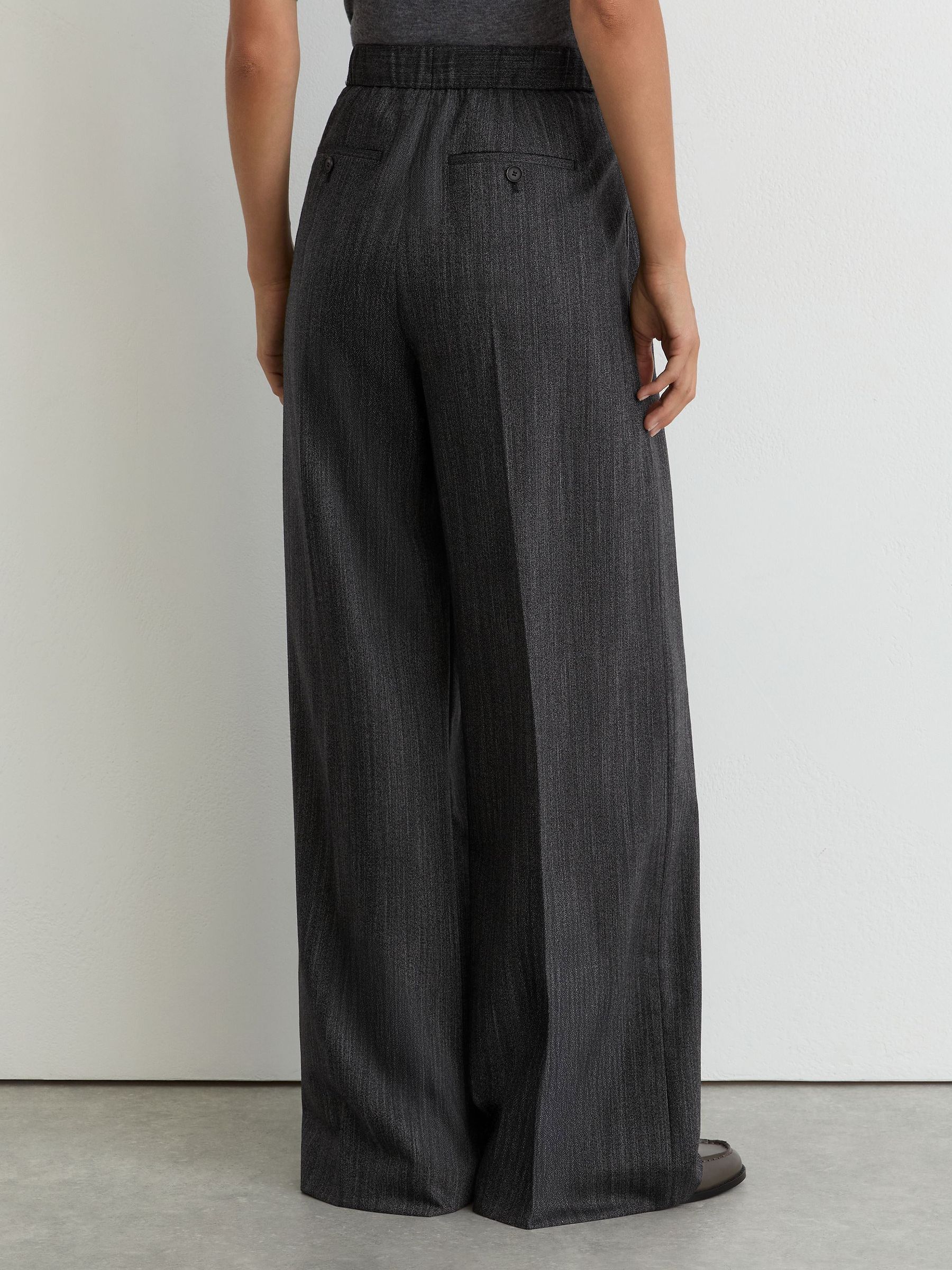 Petite Wool-Blend Wide-Leg Drawstring Trousers in Dark Grey - Image 5 of 11