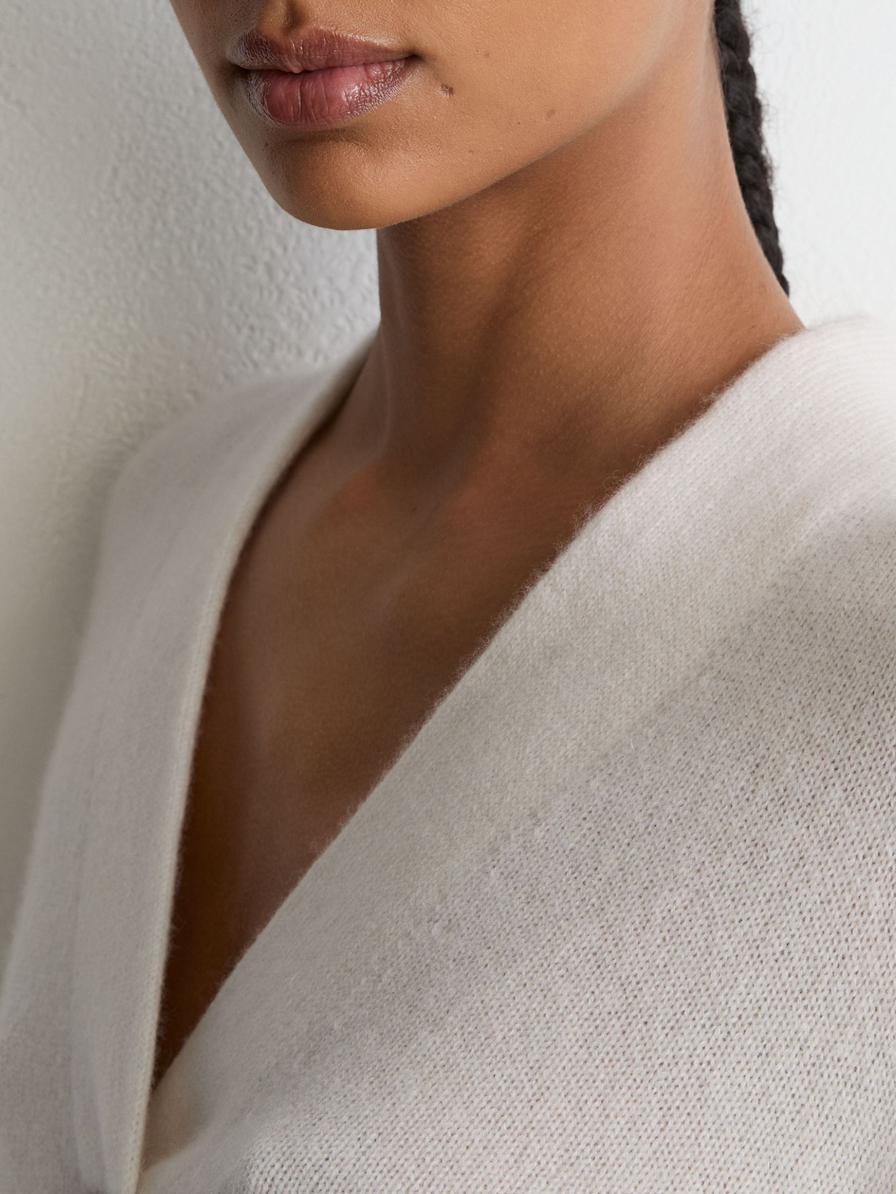 100% Cashmere Shawl-Neck Jumper in Ivory - Image 4 of 7