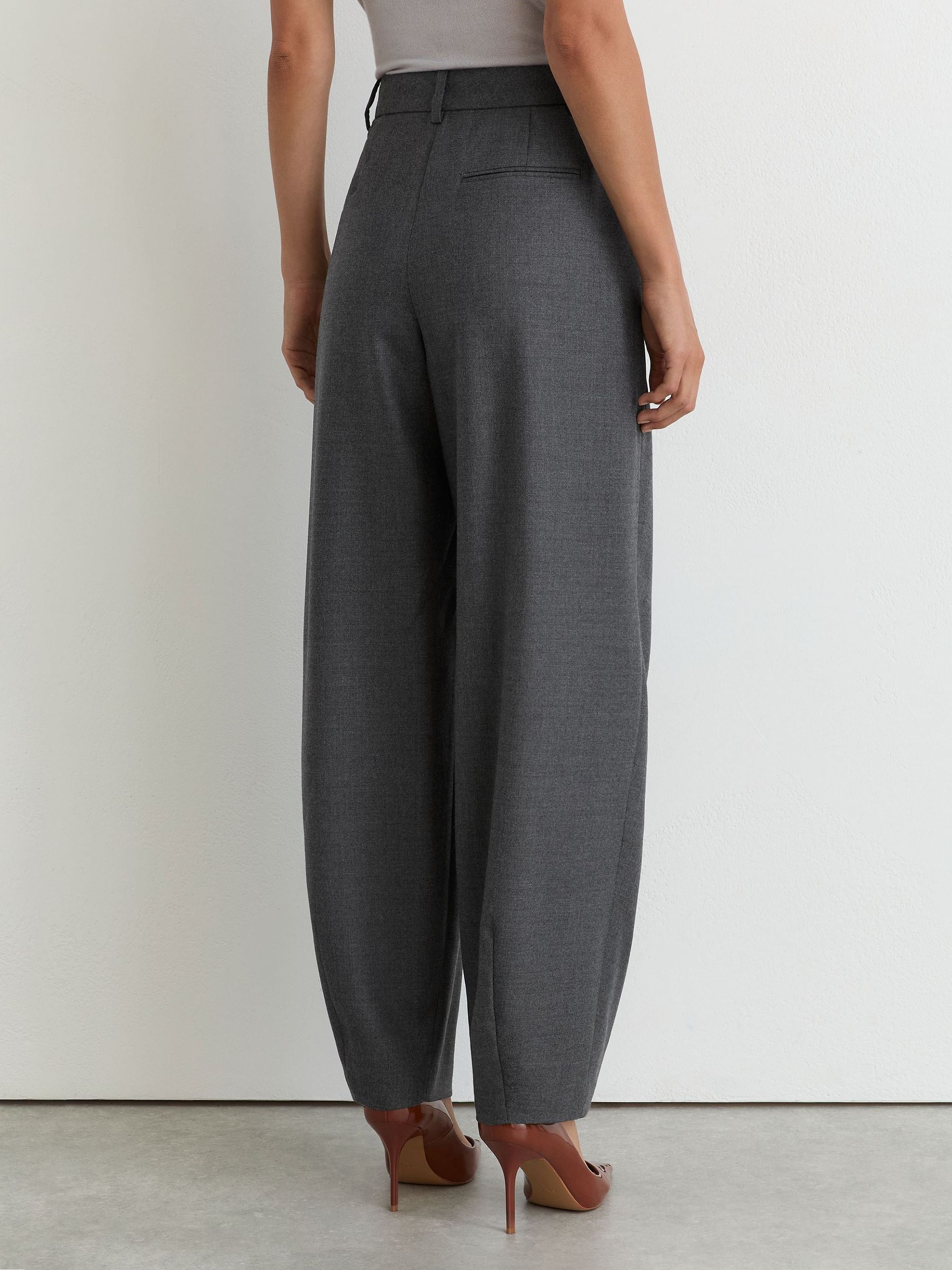 Wool-Blend Pleated Barrel-Leg Trousers in Grey - Image 7 of 10