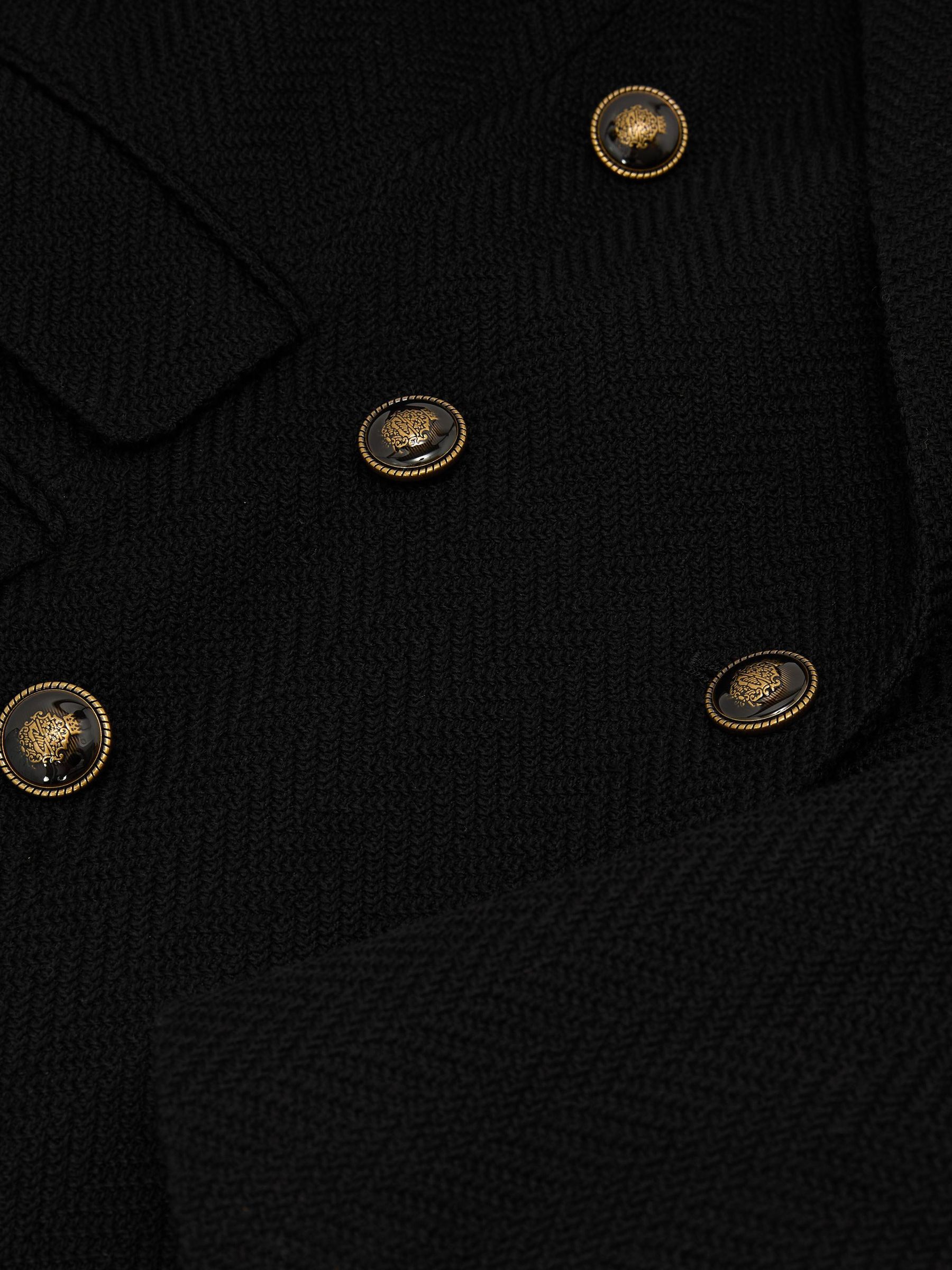 Wool-Blend Twill Double-Breasted Blazer in Black - Image 6 of 6