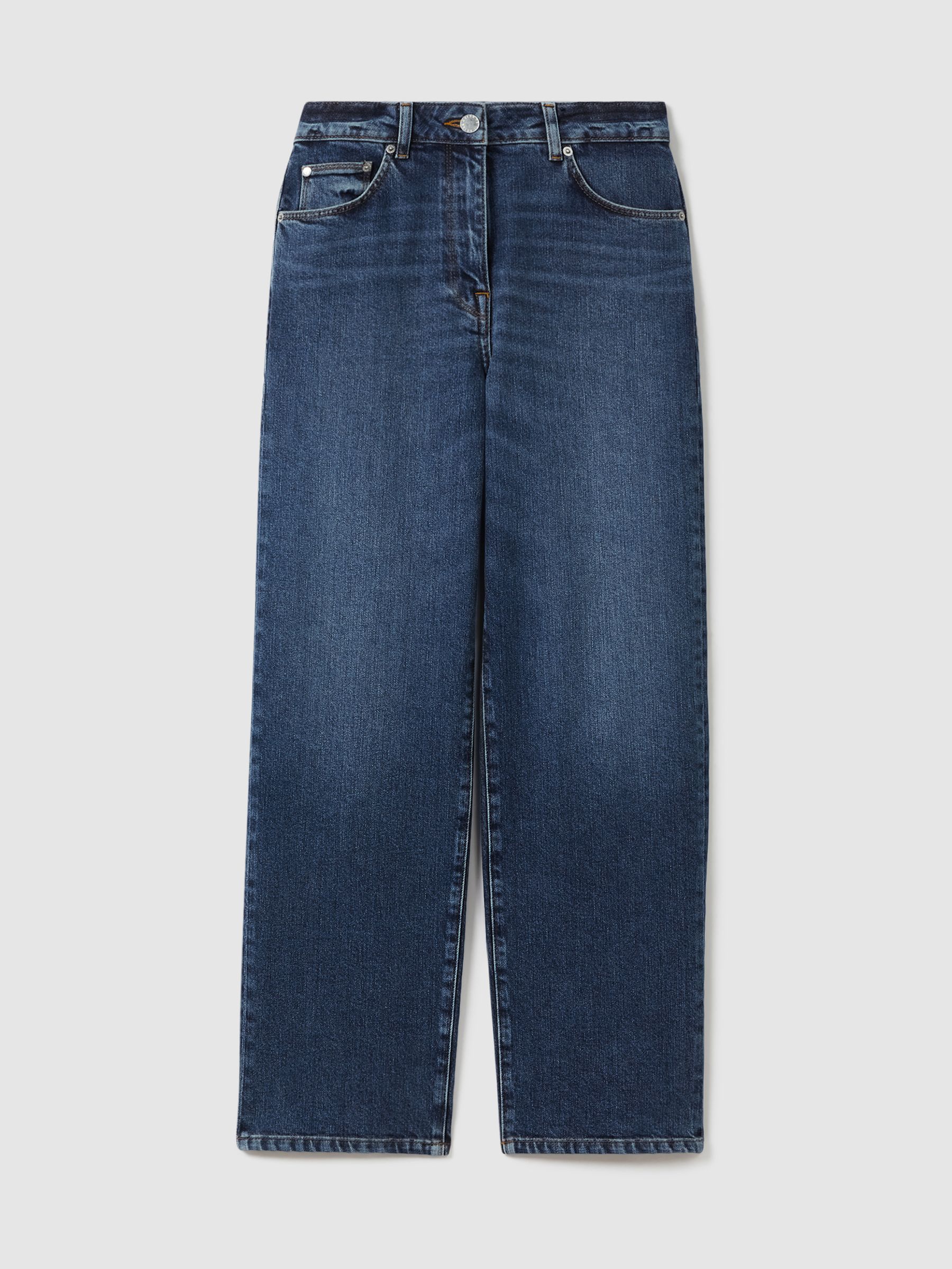 Flared Mid-Rise Straight-Leg Jeans in Mid Blue - Image 2 of 8