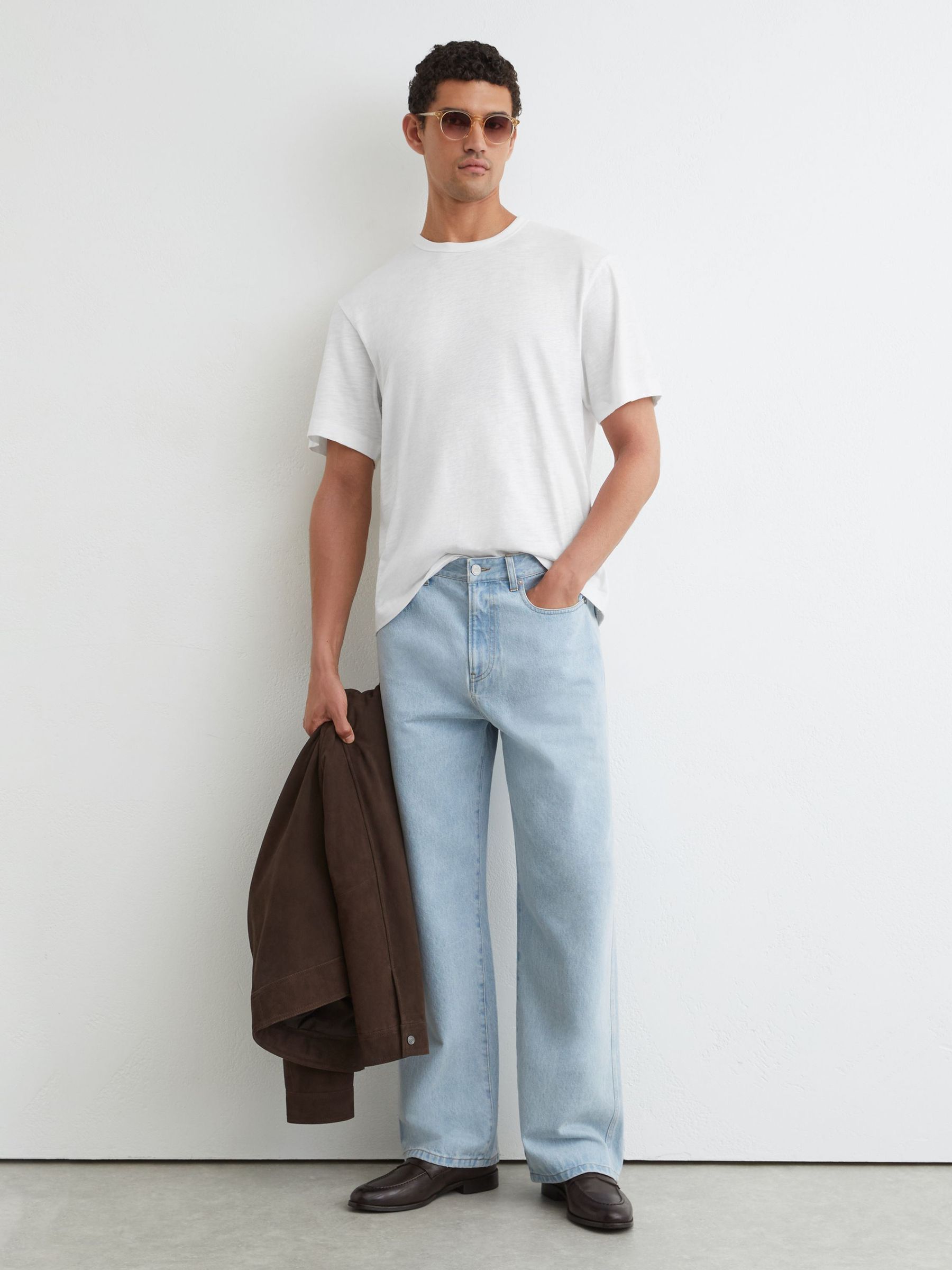 Cotton Slub Relaxed-Fit T-Shirt in White - Image 3 of 6