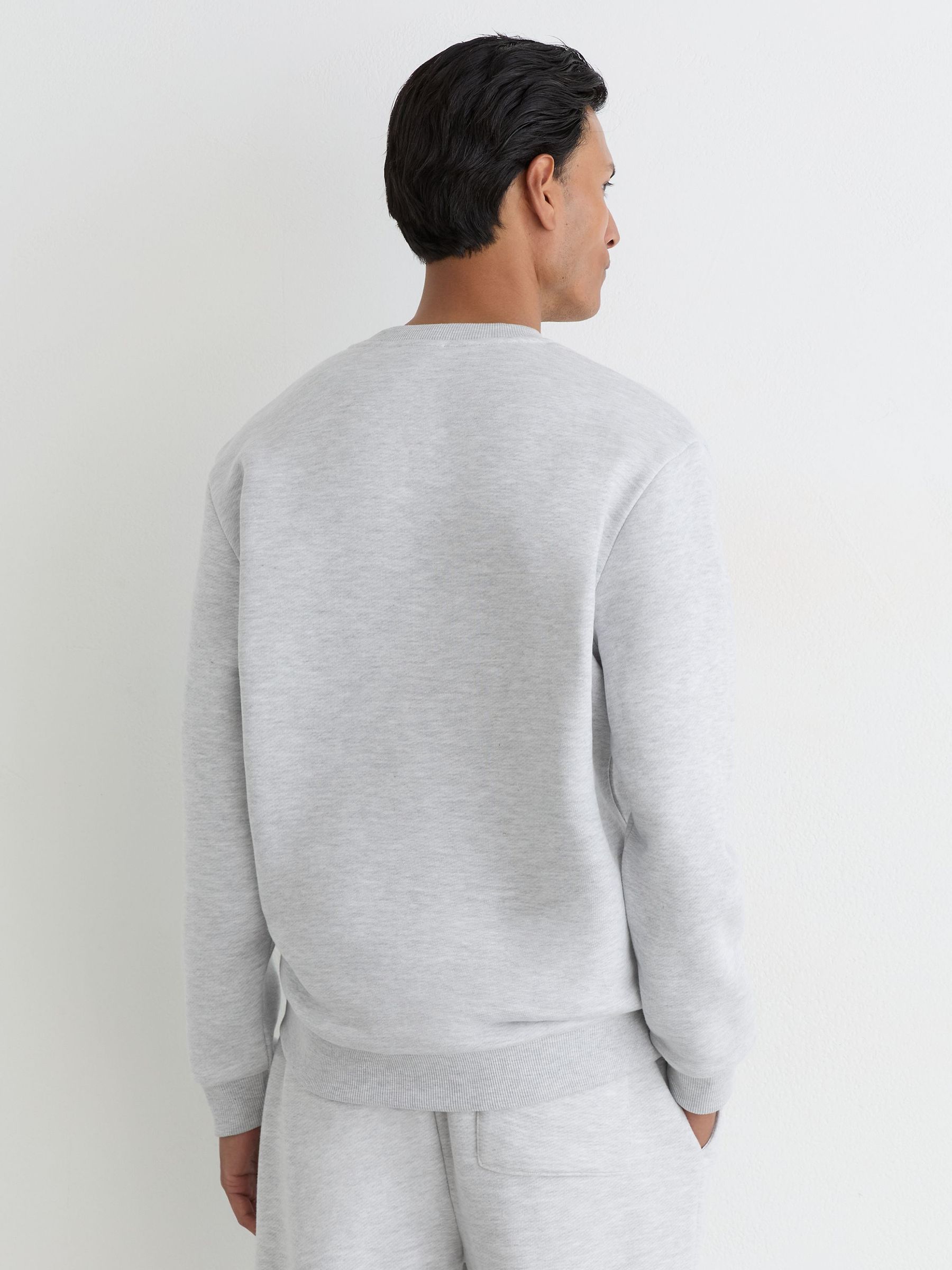 Cotton-Blend Henley Sweatshirt in Grey Melange - Image 5 of 6