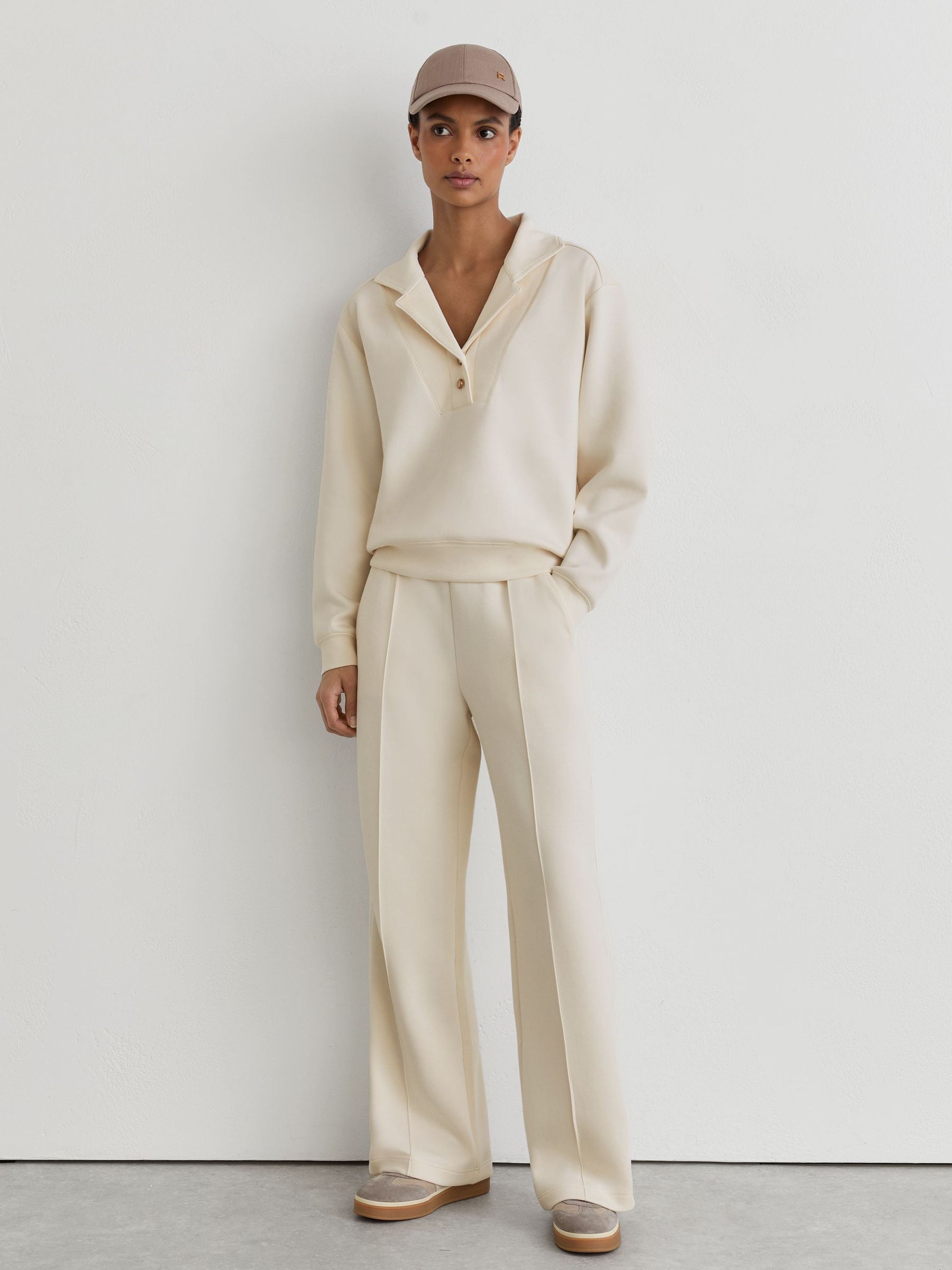 Premium Interlock Collar Sweatshirt in Ivory - Image 1 of 6
