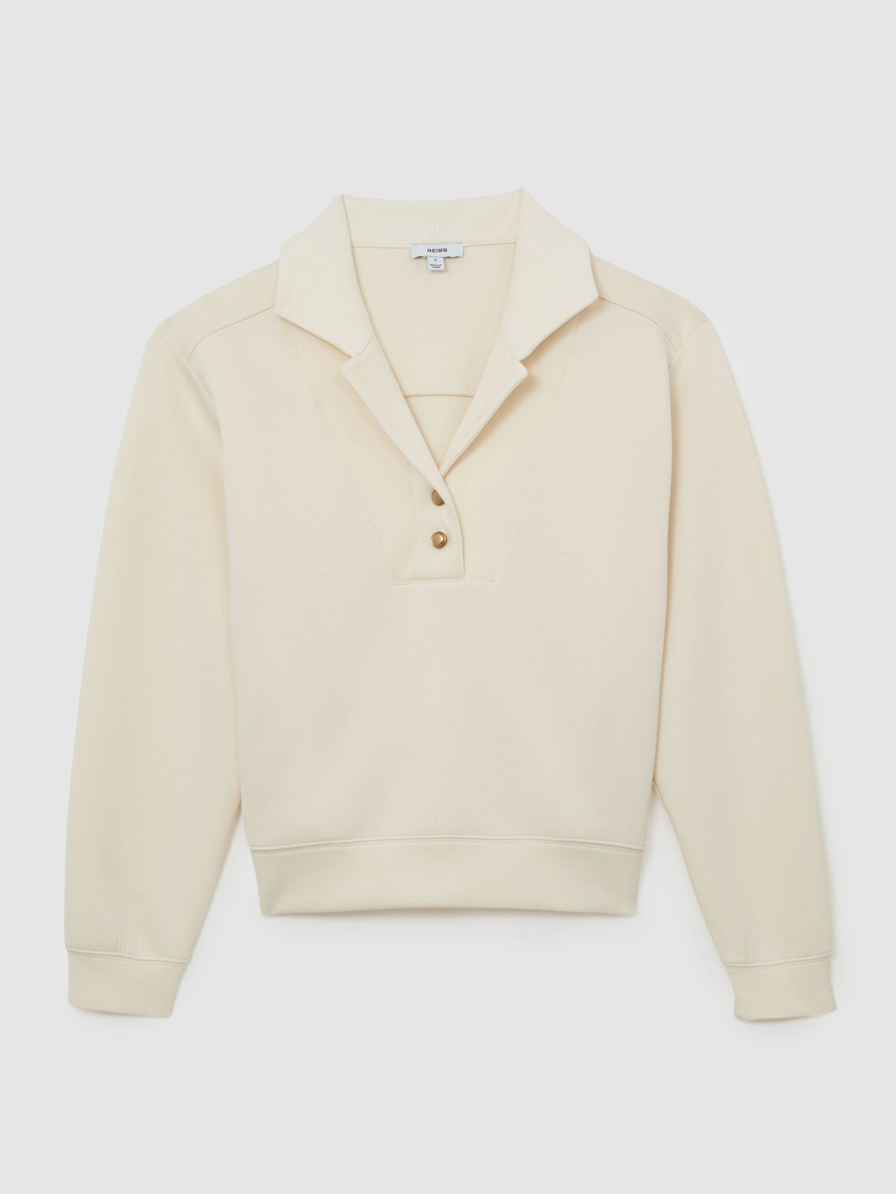 Premium Interlock Collar Sweatshirt in Ivory - Image 2 of 6