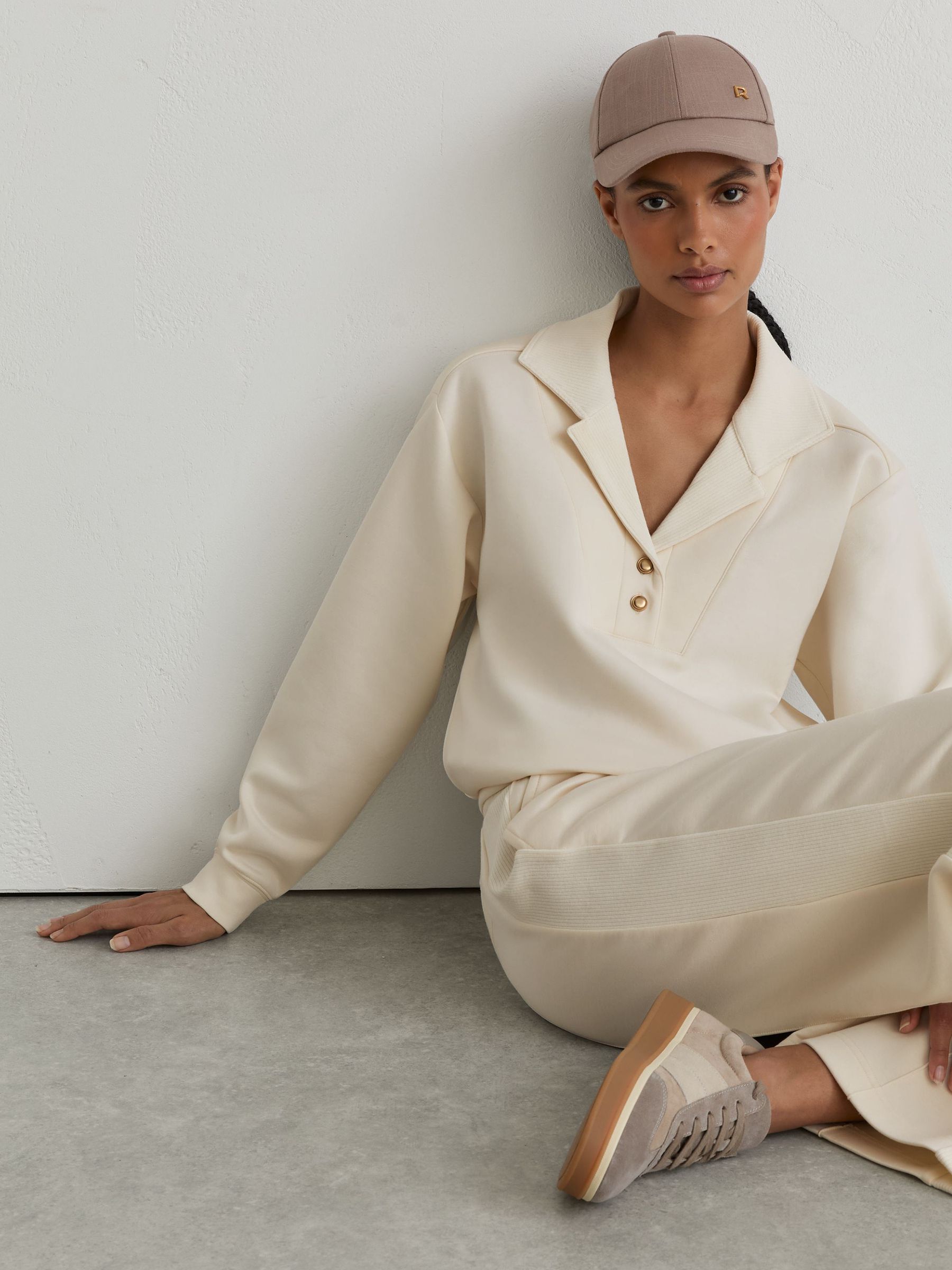 Premium Interlock Collar Sweatshirt in Ivory - Image 4 of 6