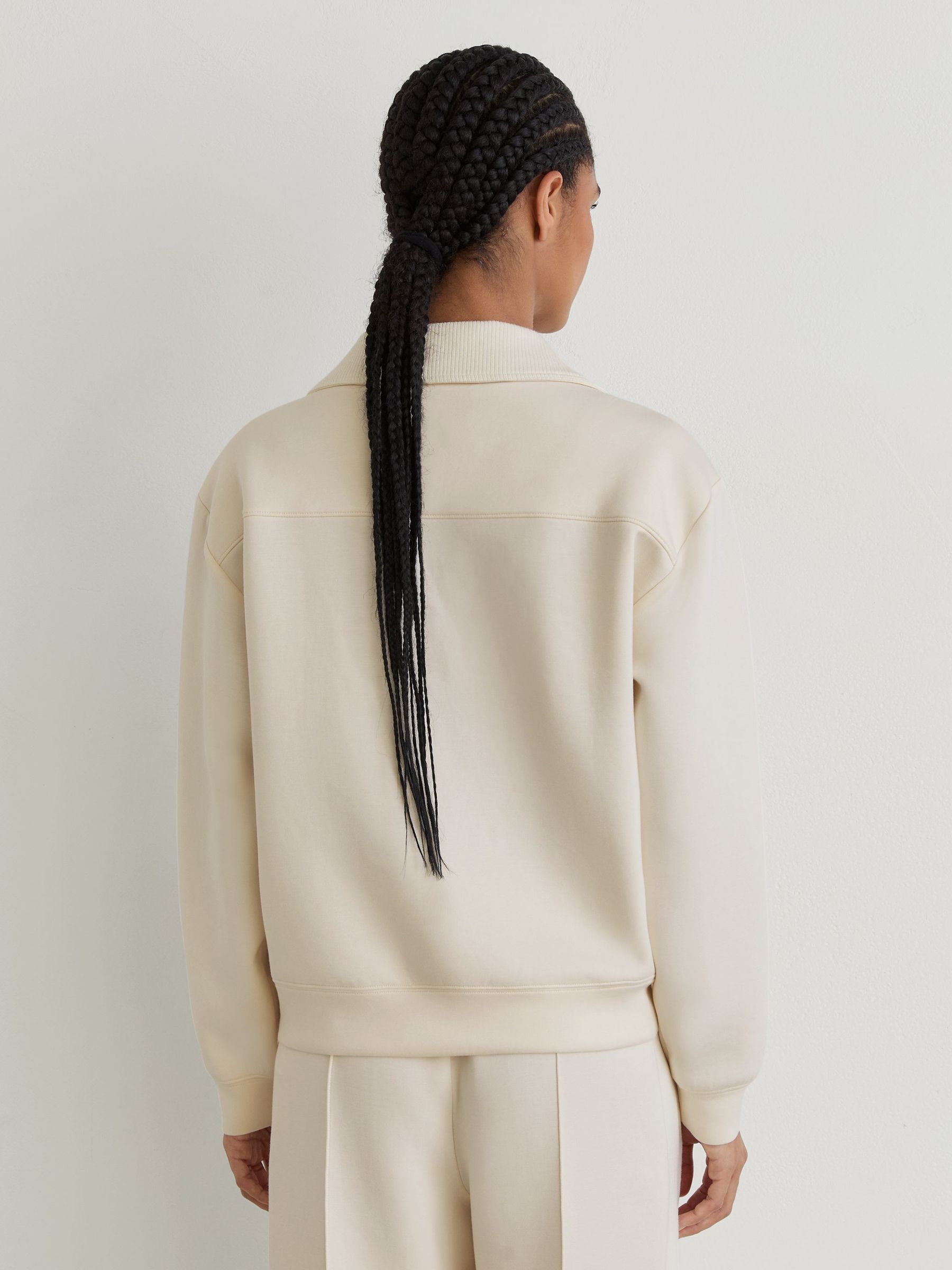 Premium Interlock Collar Sweatshirt in Ivory - Image 5 of 6