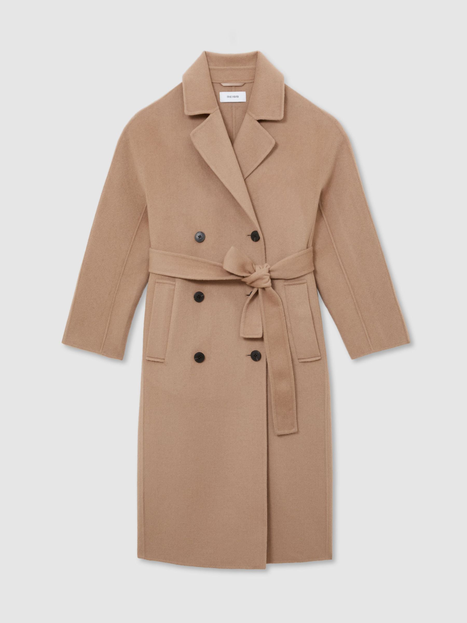 Tall Wool-Blend Blindseam Double-Breasted Coat in Camel - Image 2 of 10