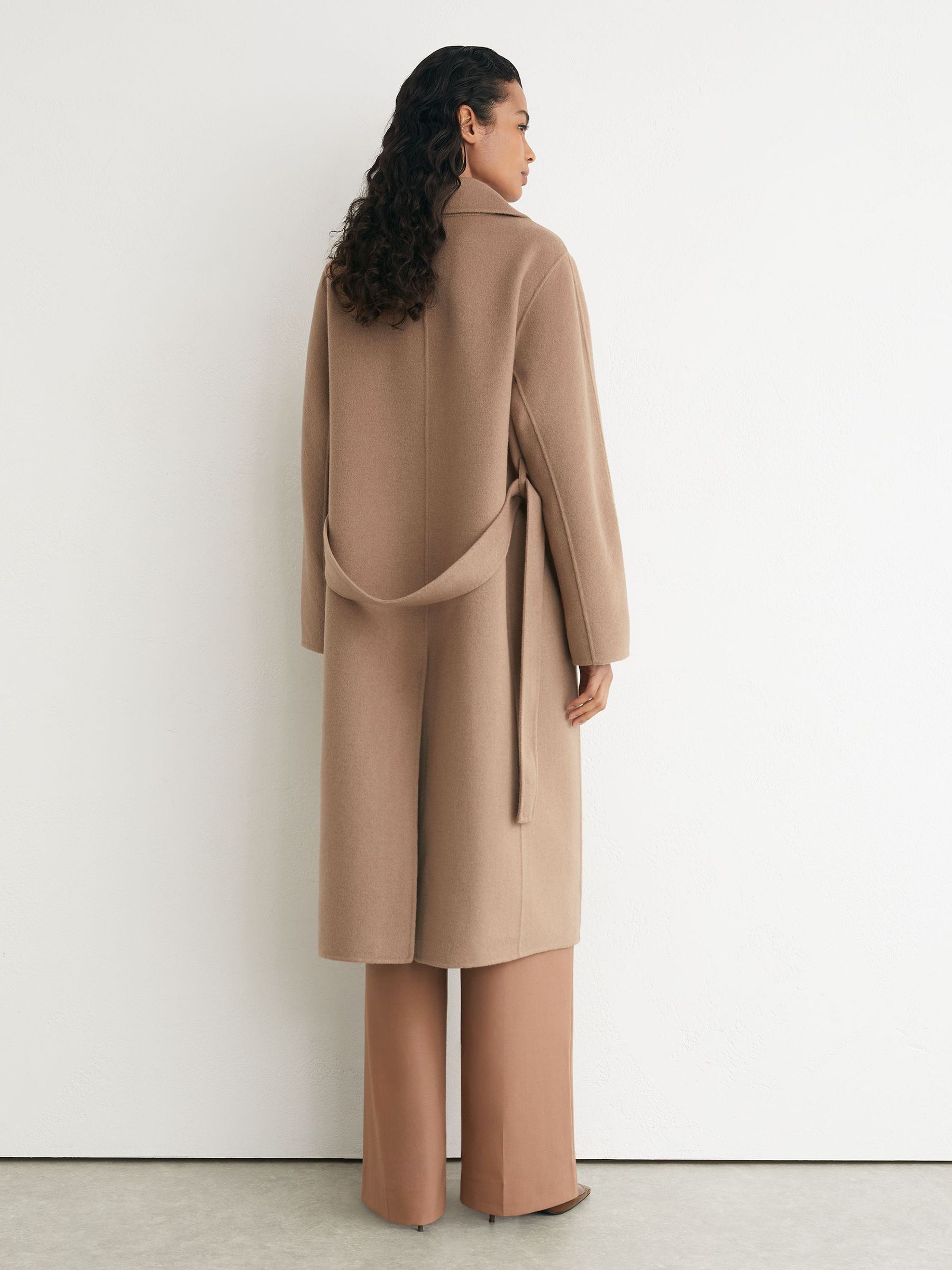Tall Wool-Blend Blindseam Double-Breasted Coat in Camel - Image 5 of 10