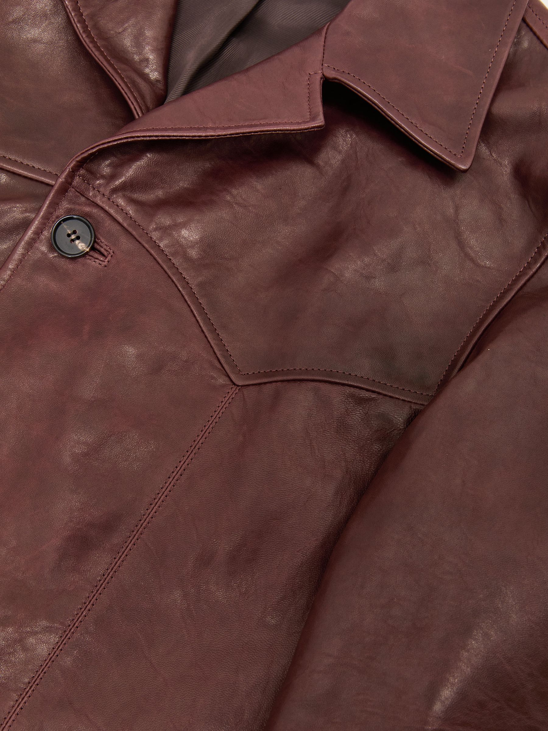 Burnished-Leather Button-Through Jacket in Dark Brown - Image 9 of 9