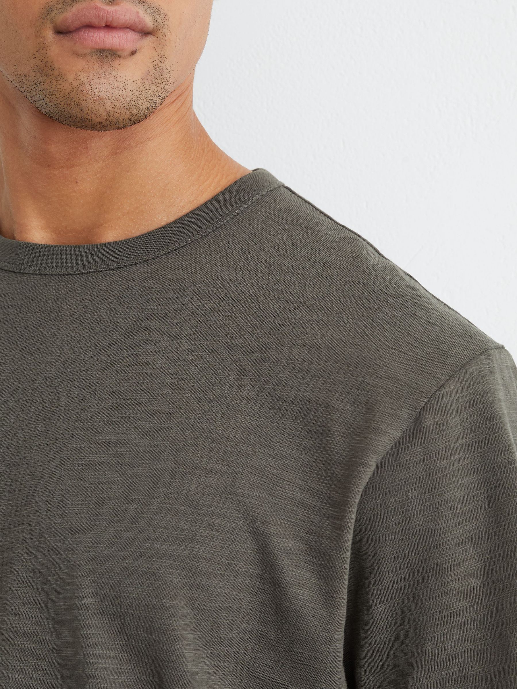 Cotton Slub Relaxed-Fit T-Shirt in Khaki Green - Image 3 of 6