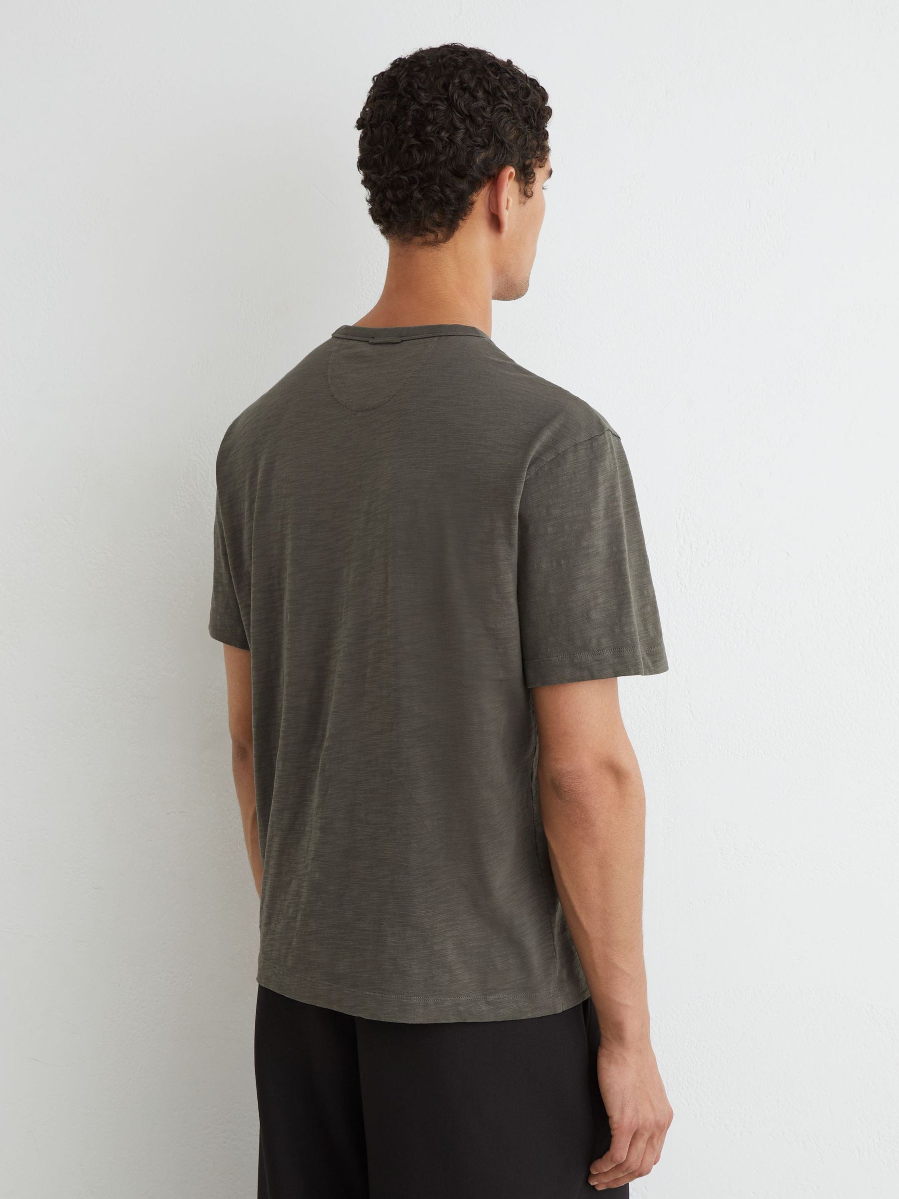 Cotton Slub Relaxed-Fit T-Shirt in Khaki Green - Image 4 of 6