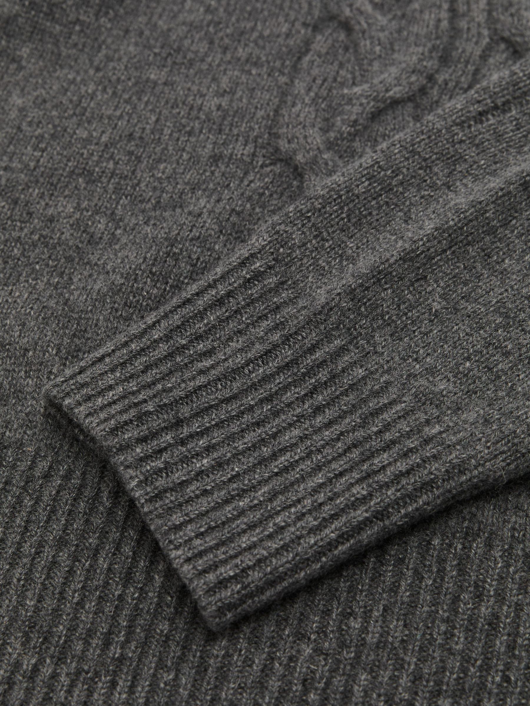 100% Cashmere Cable Knit-Detail Jumper in Mid Grey Melange - Image 6 of 6