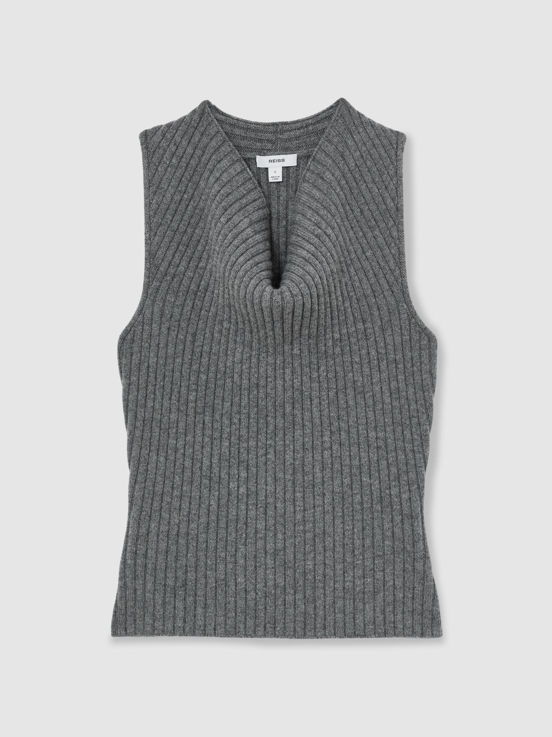 Reiss Maggie Wool-Blend Ribbed Cowl-Neck Vest with Cashmere - صورة 2 من 6