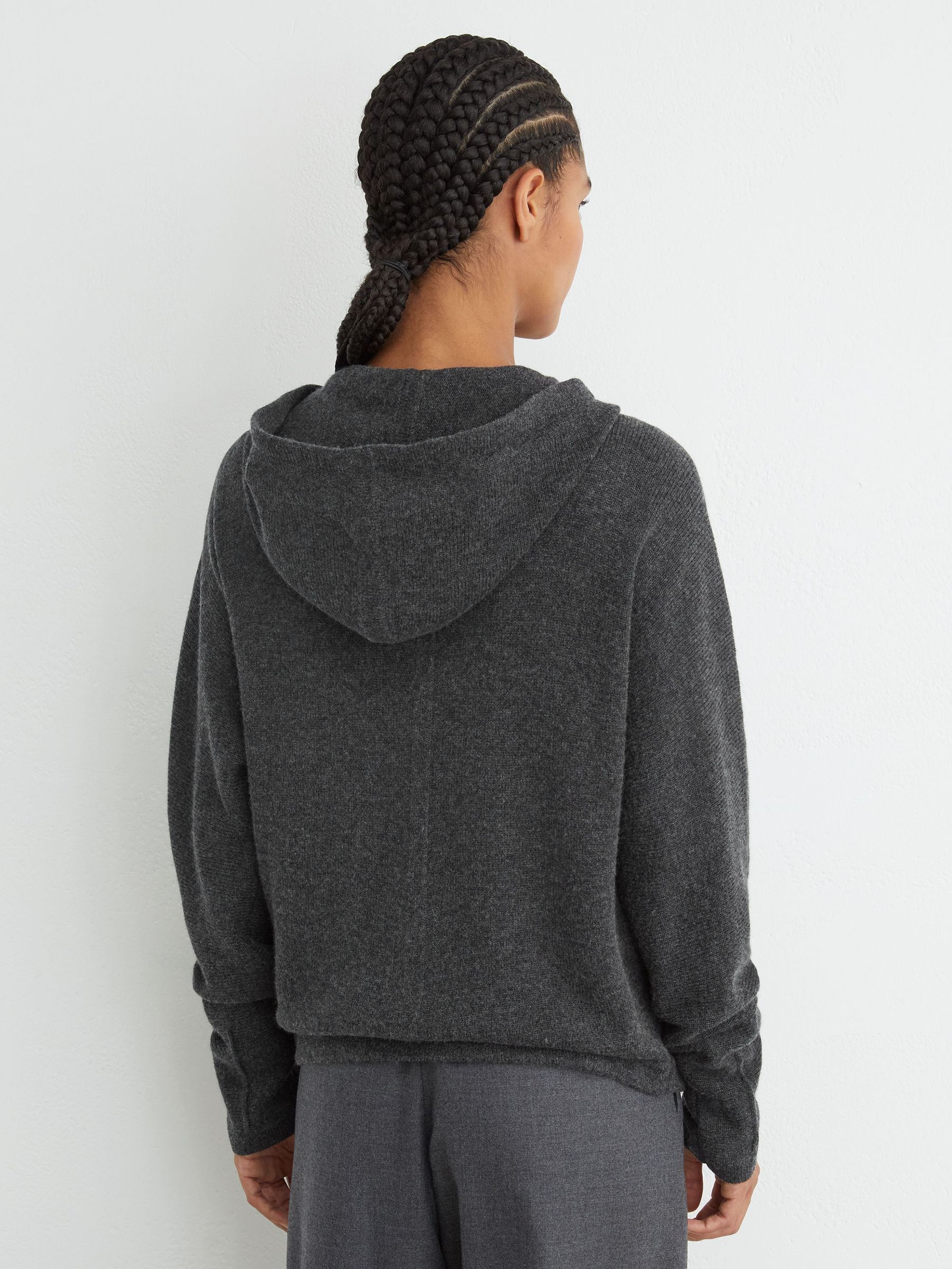 Wool-Blend Zip-Through Hoodie with Cashmere in Charcoal Grey - Image 5 of 7