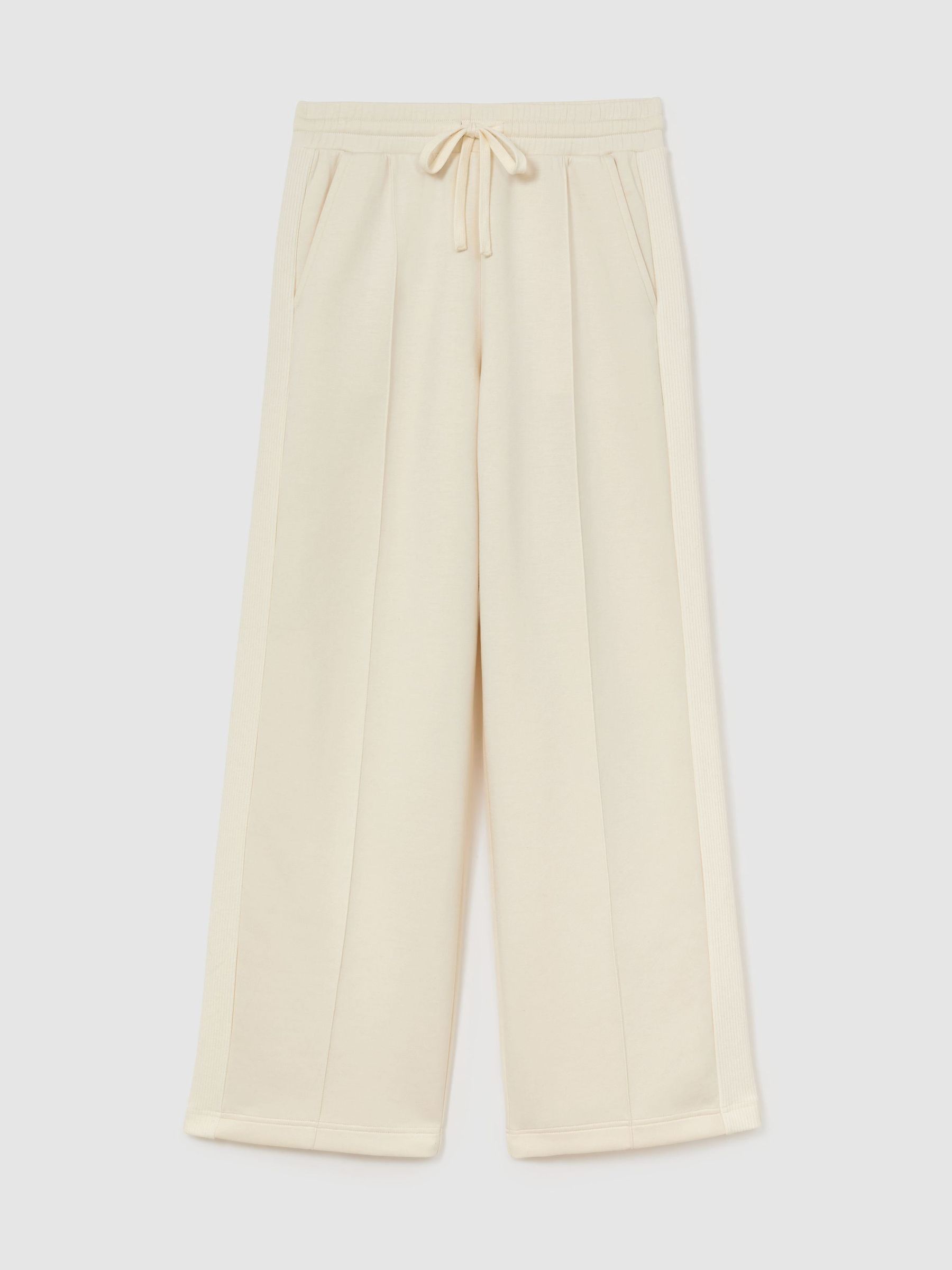 Petite Premium Interlock Wide-Leg Joggers in Ivory - Image 2 of 9