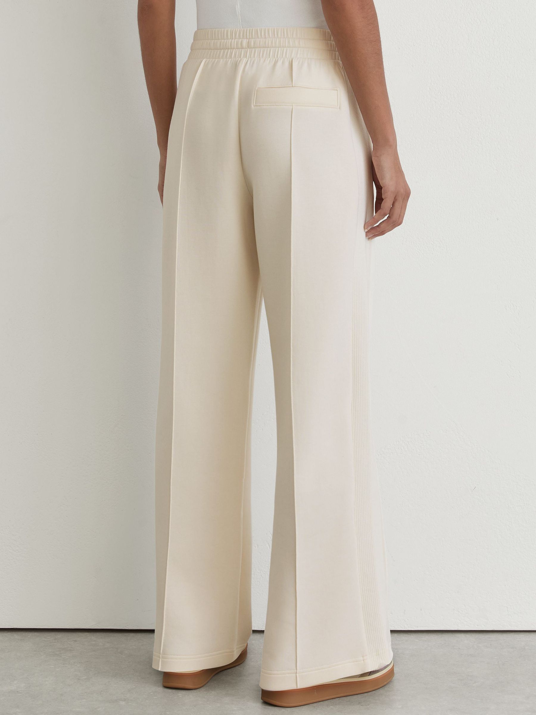 Petite Premium Interlock Wide-Leg Joggers in Ivory - Image 5 of 9