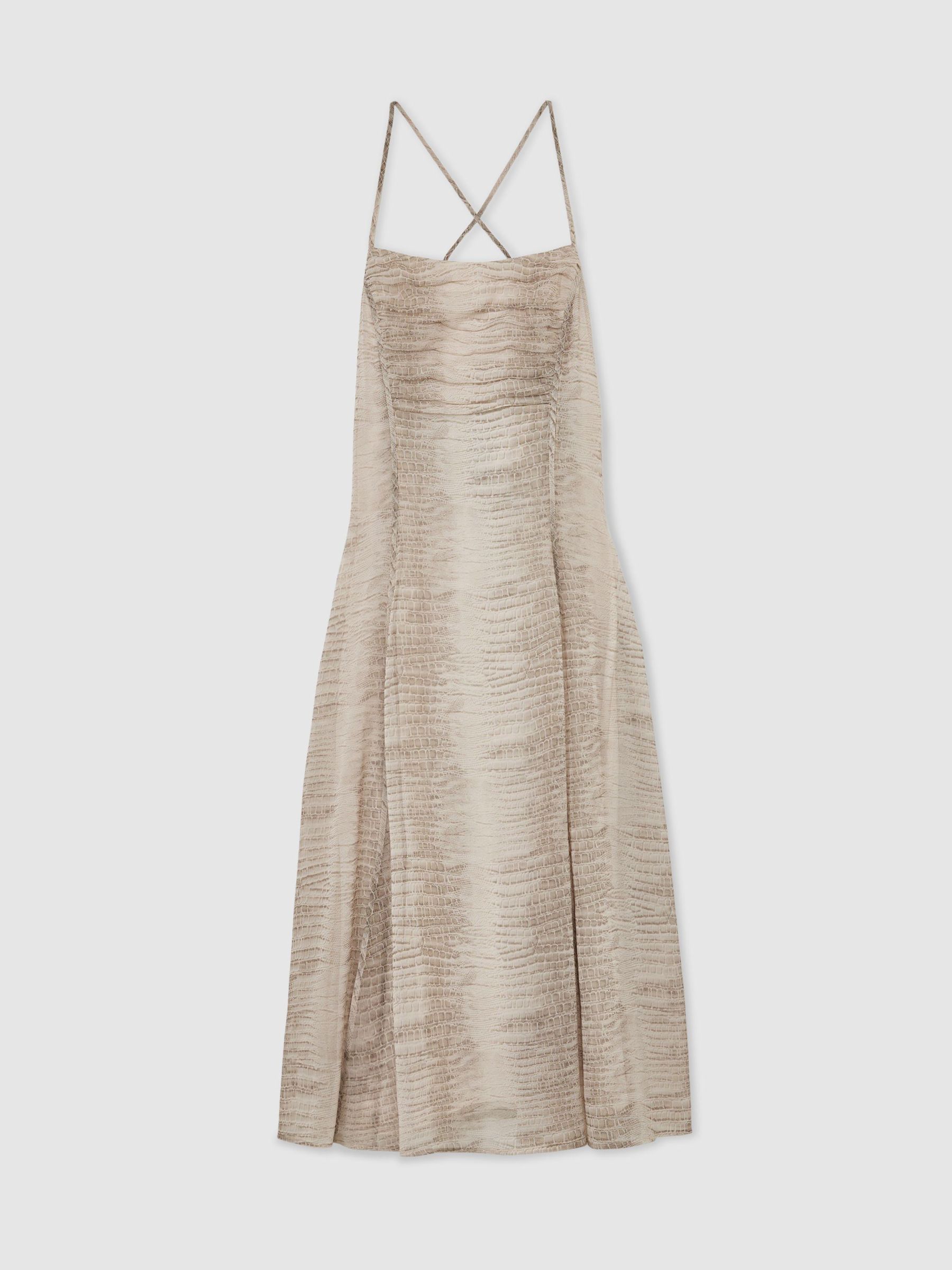 Snake-Print Midi Beach Dress in Neutral - Image 2 of 7