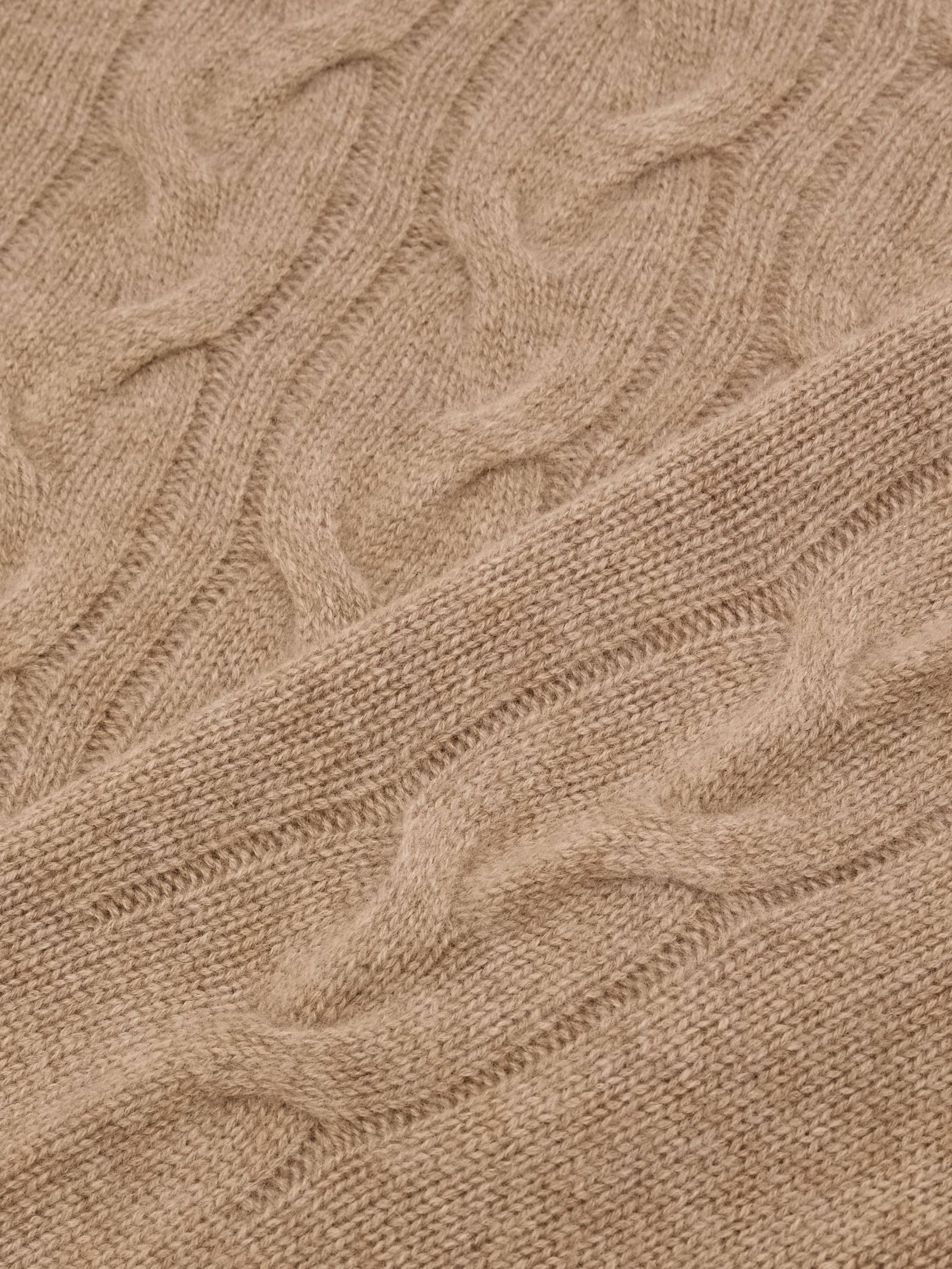 100% Cashmere Cable Knit-Detail Jumper in Camel - Image 8 of 8