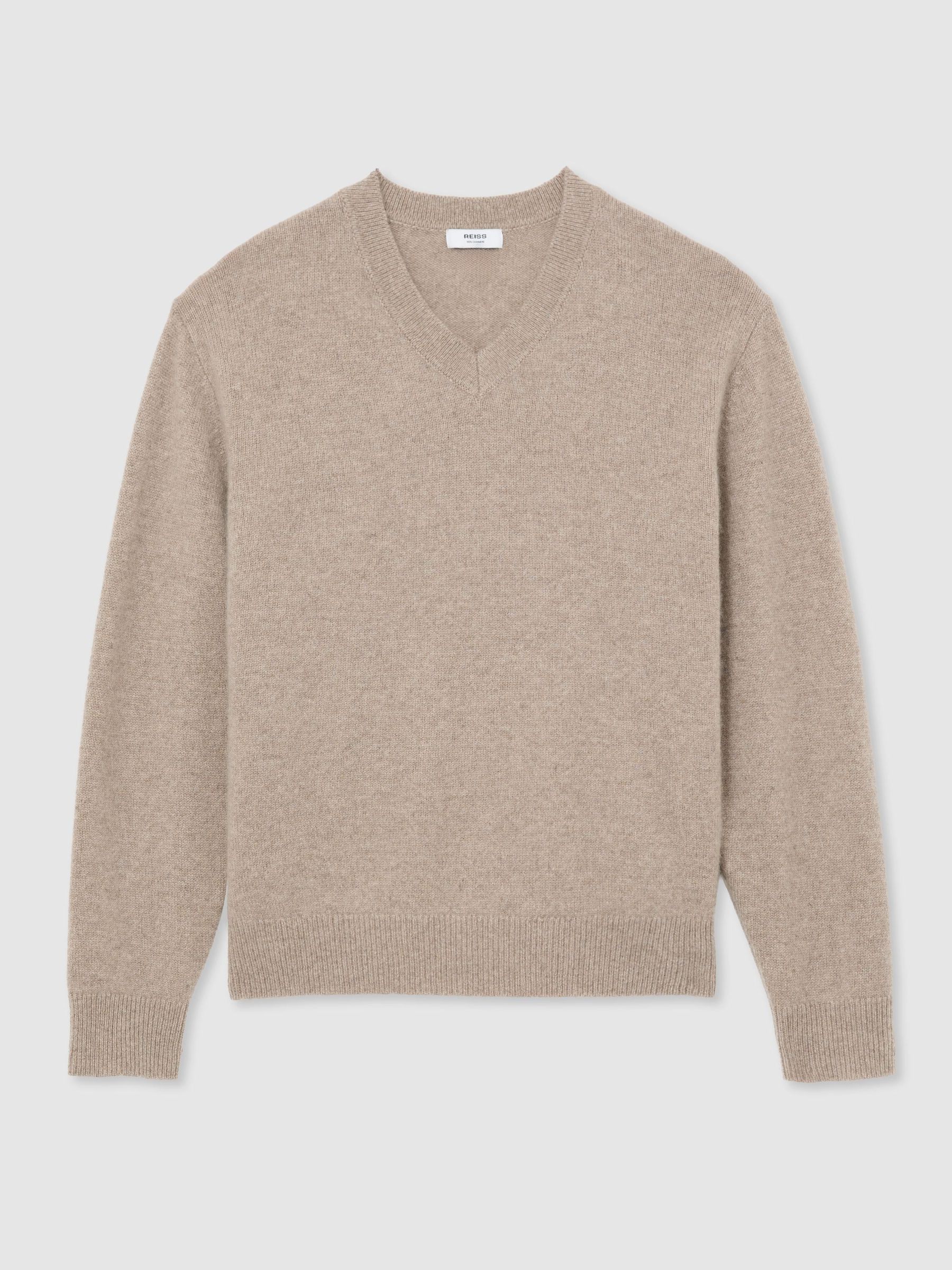 100% Cashmere V-Neck Jumper in Neutral - Image 2 of 7
