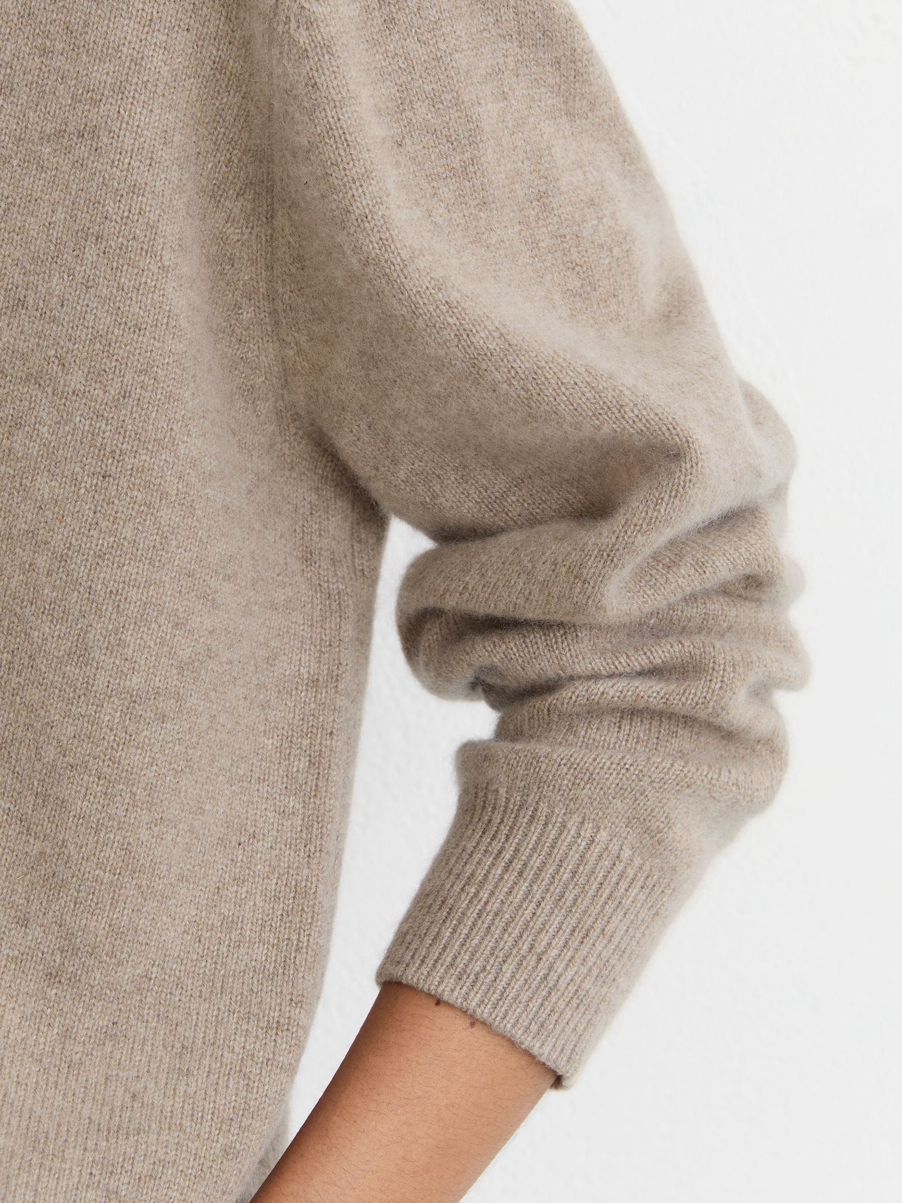 100% Cashmere V-Neck Jumper in Neutral - Image 5 of 7