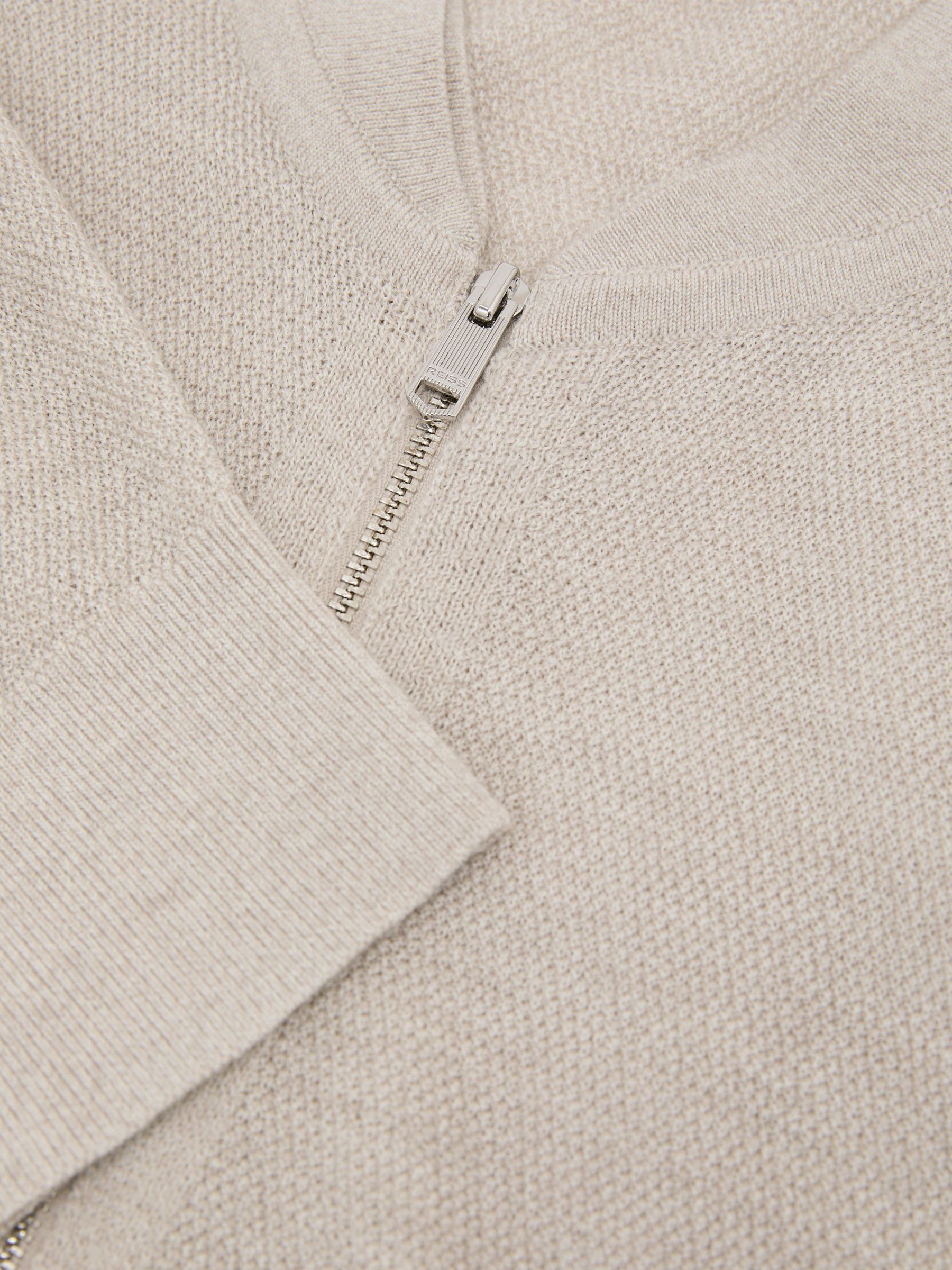 Merino Wool Textured Bomber Cardigan in Stone Mouline - Image 7 of 7