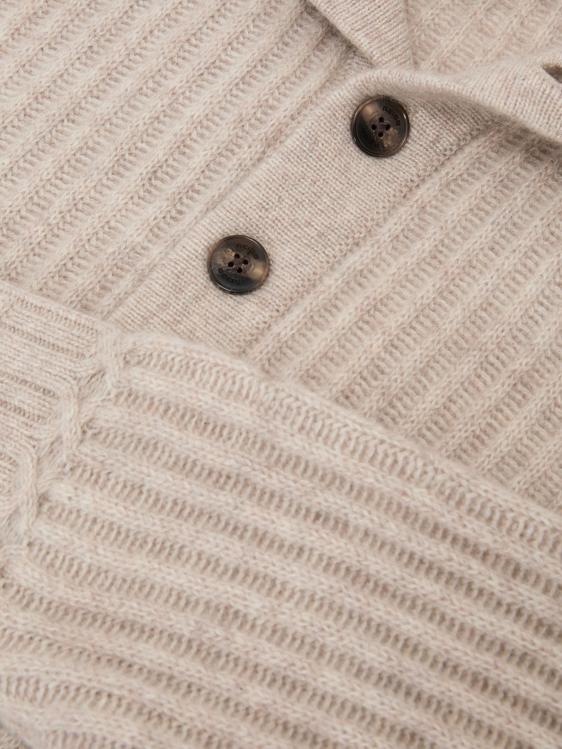 100% Cashmere Rib-Knit Half-Button Jumper in Oatmeal - Image 7 of 7