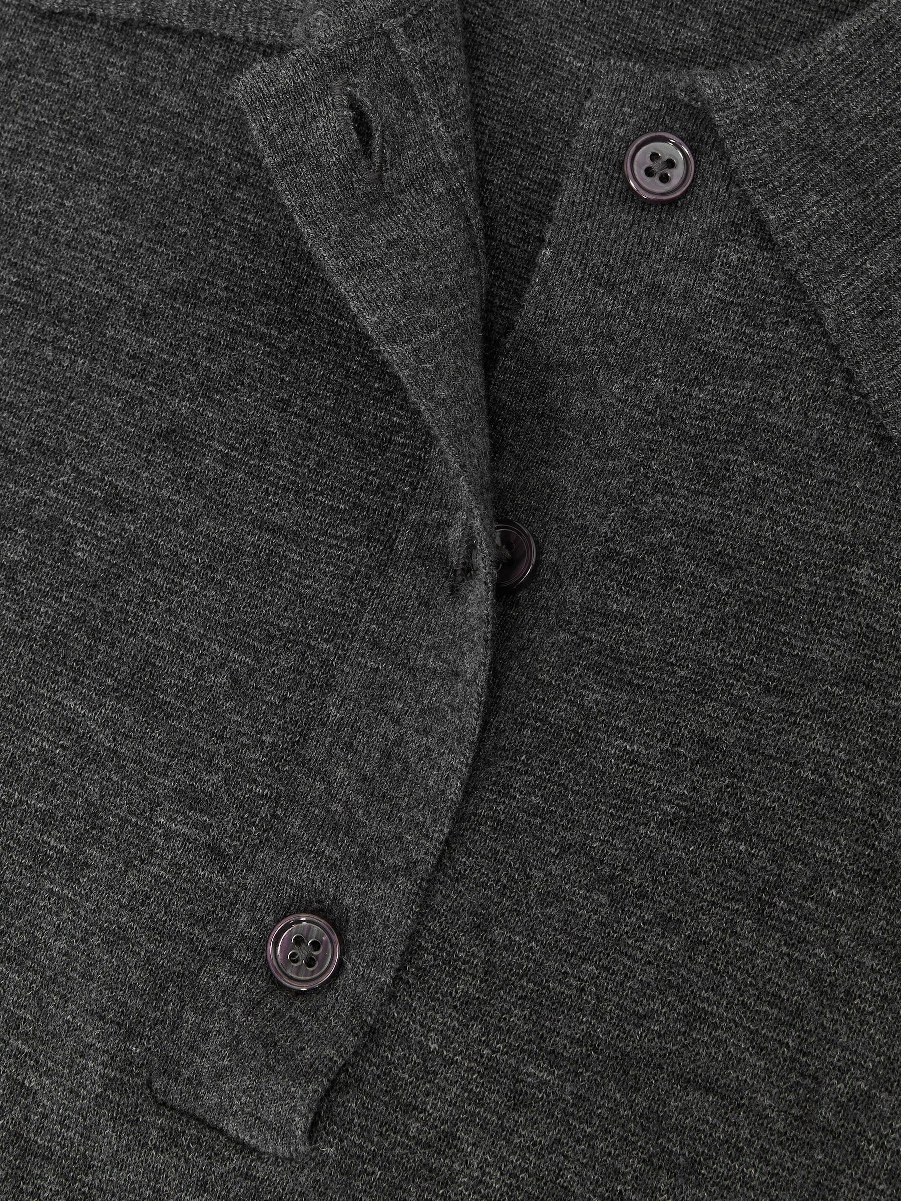 Merino Wool Knitted Polo Jumper in Grey Marl - Image 7 of 7