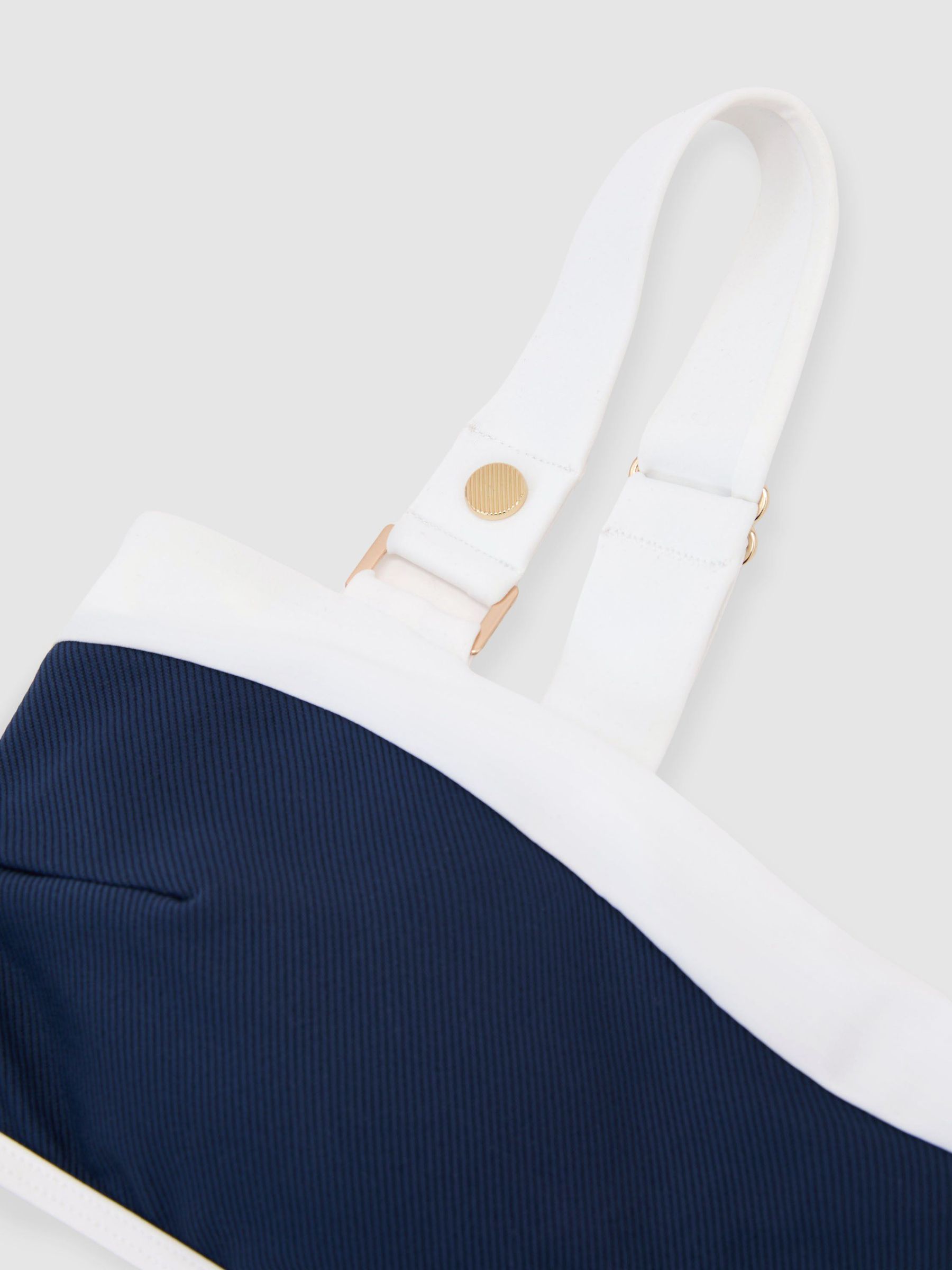 Textured Colour-Block Bikini Top in Navy/Ivory - Image 5 of 5