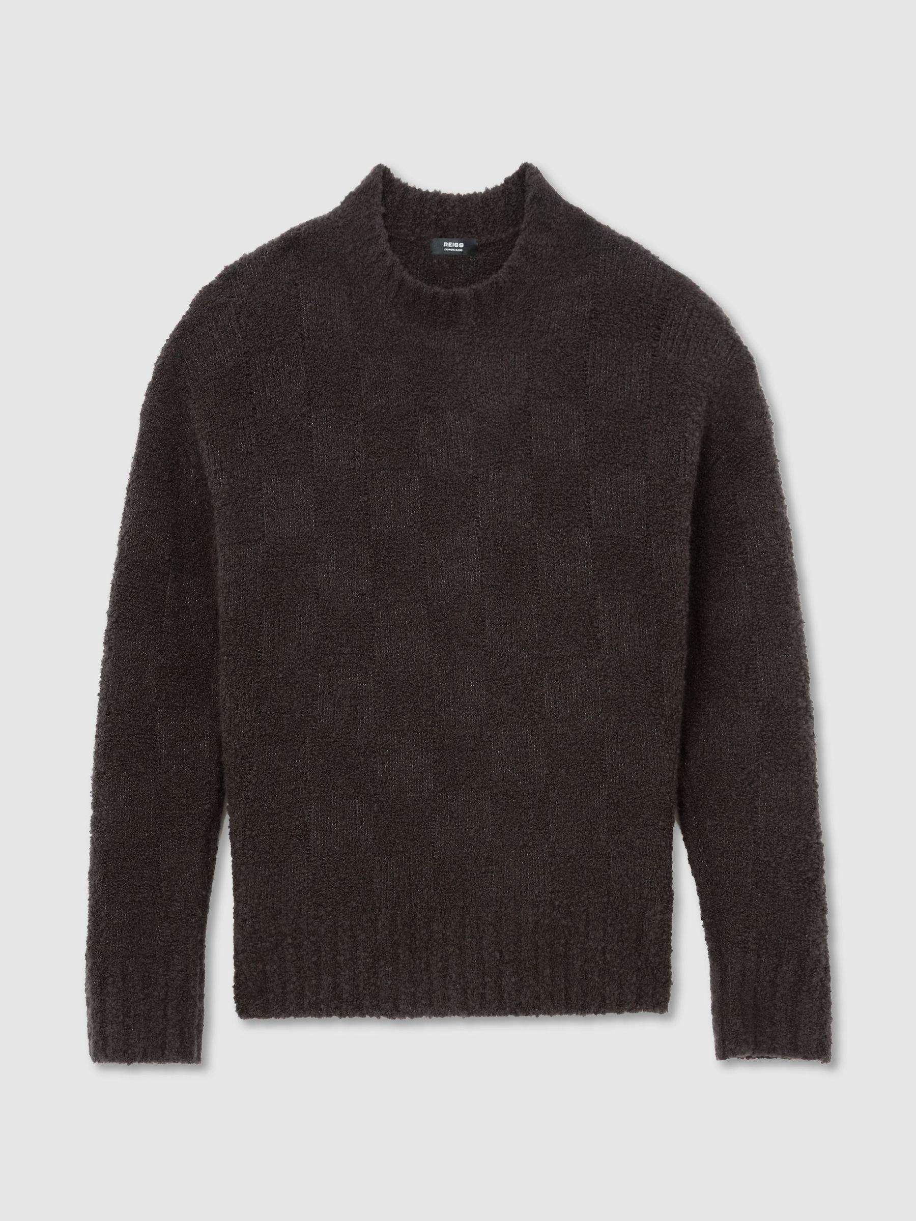 Wool-Cashmere Bouclé Square-Knit Jumper in Chocolate Brown - Image 2 of 7