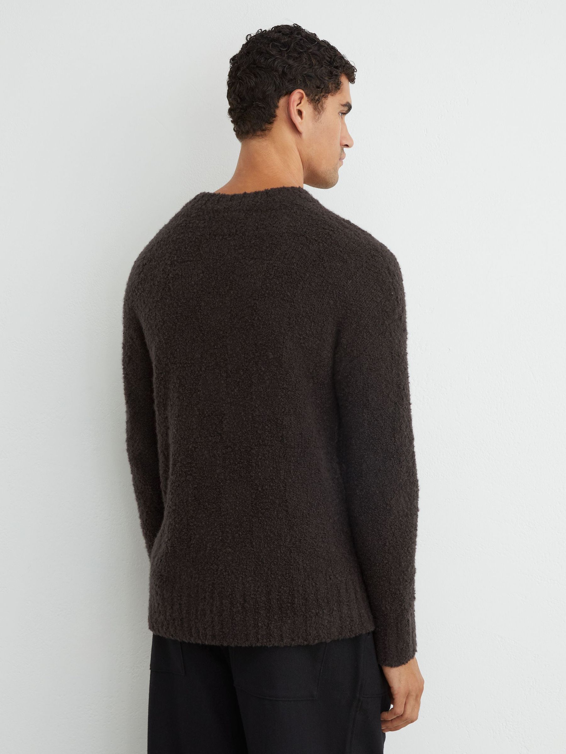 Wool-Cashmere Bouclé Square-Knit Jumper in Chocolate Brown - Image 6 of 7