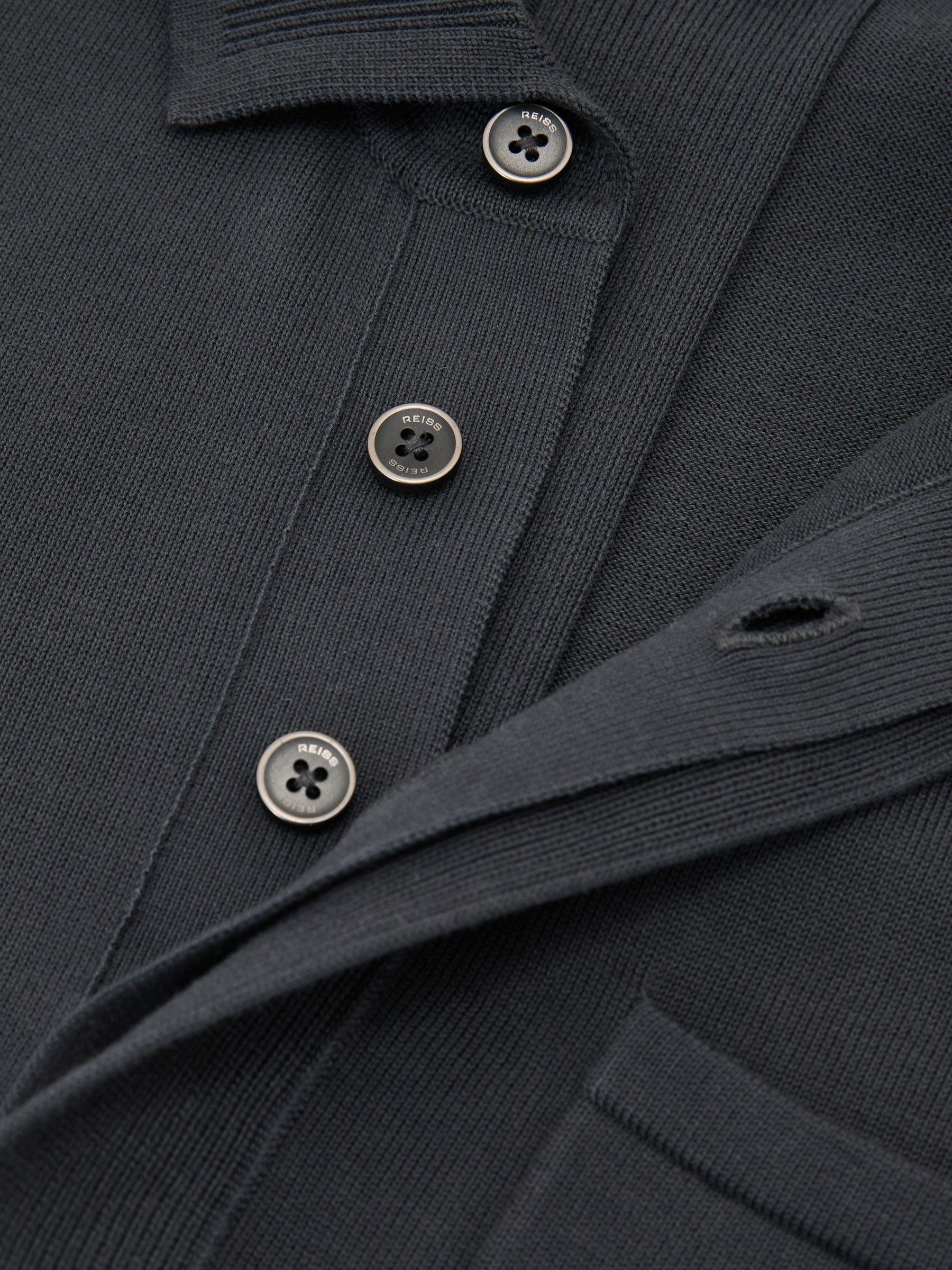 Cotton Knit Concealed-Placket Polo in Airforce Blue - Image 5 of 5