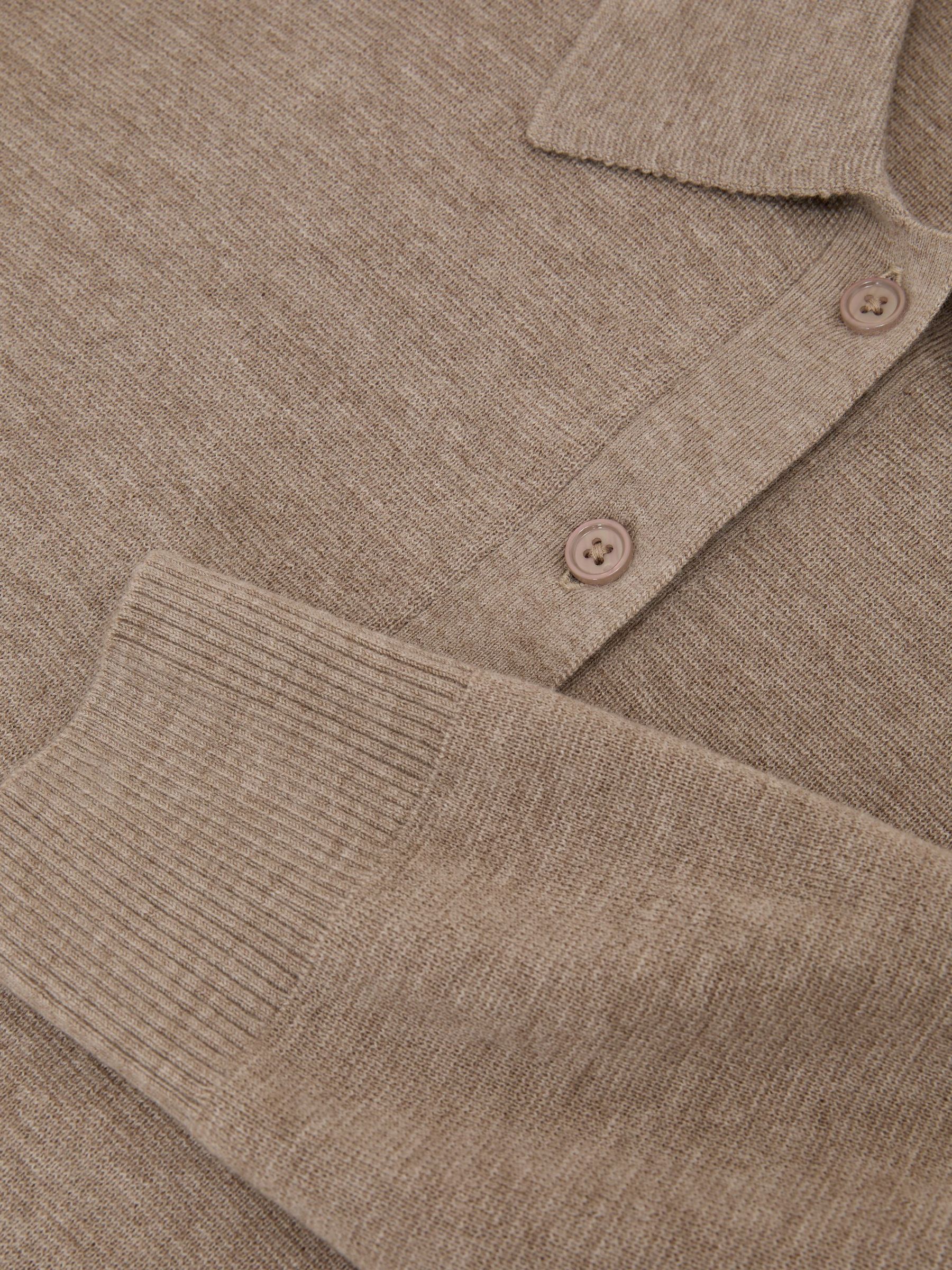 Merino Wool Knitted Polo Jumper in Neutral - Image 6 of 6