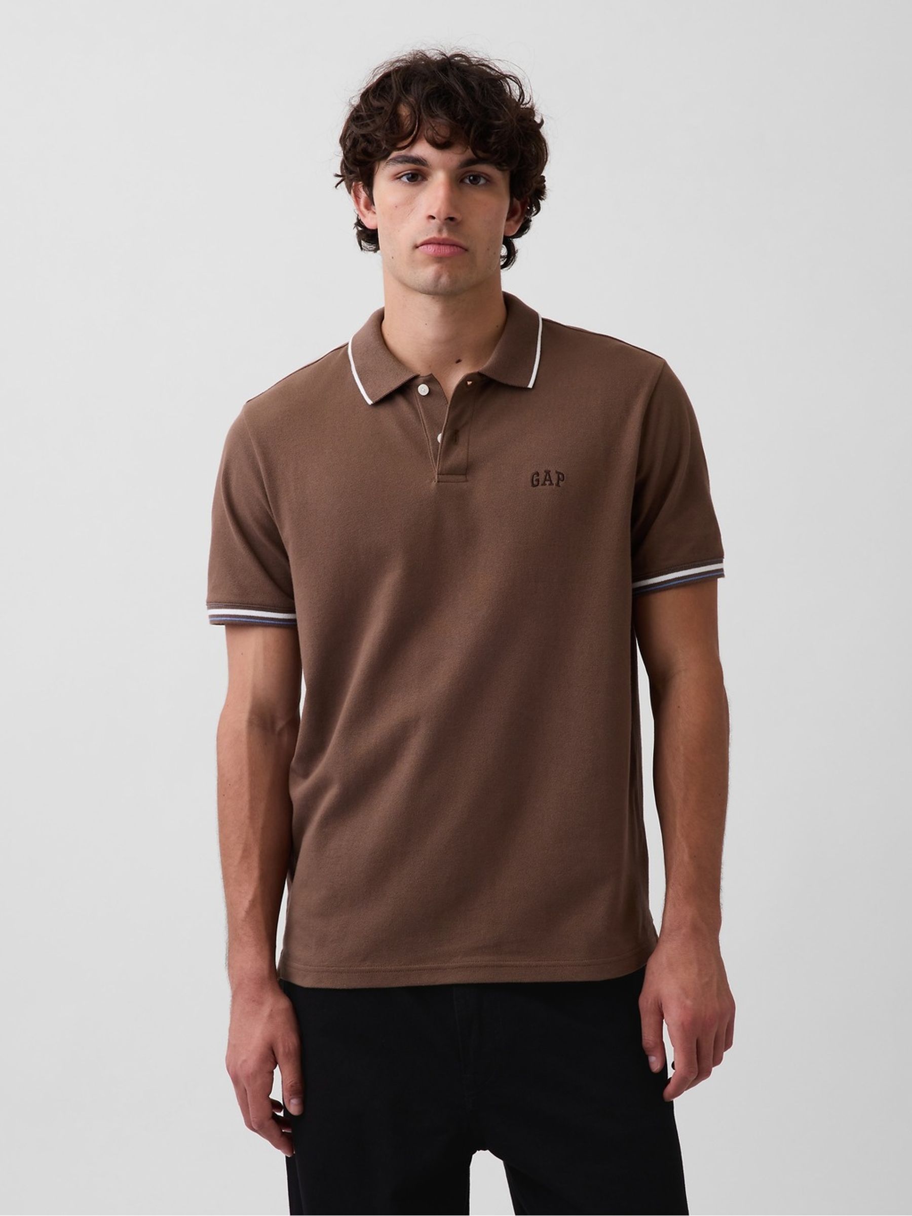 Brown Logo Pique Polo Shirt - Image 1 of 4