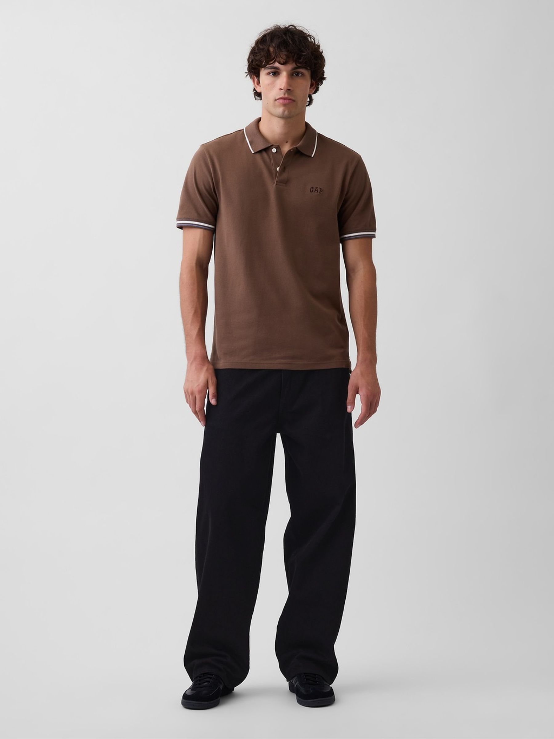 Brown Logo Pique Polo Shirt - Image 2 of 4 Brown Logo Pique Polo Shirt - Image 2 of 4