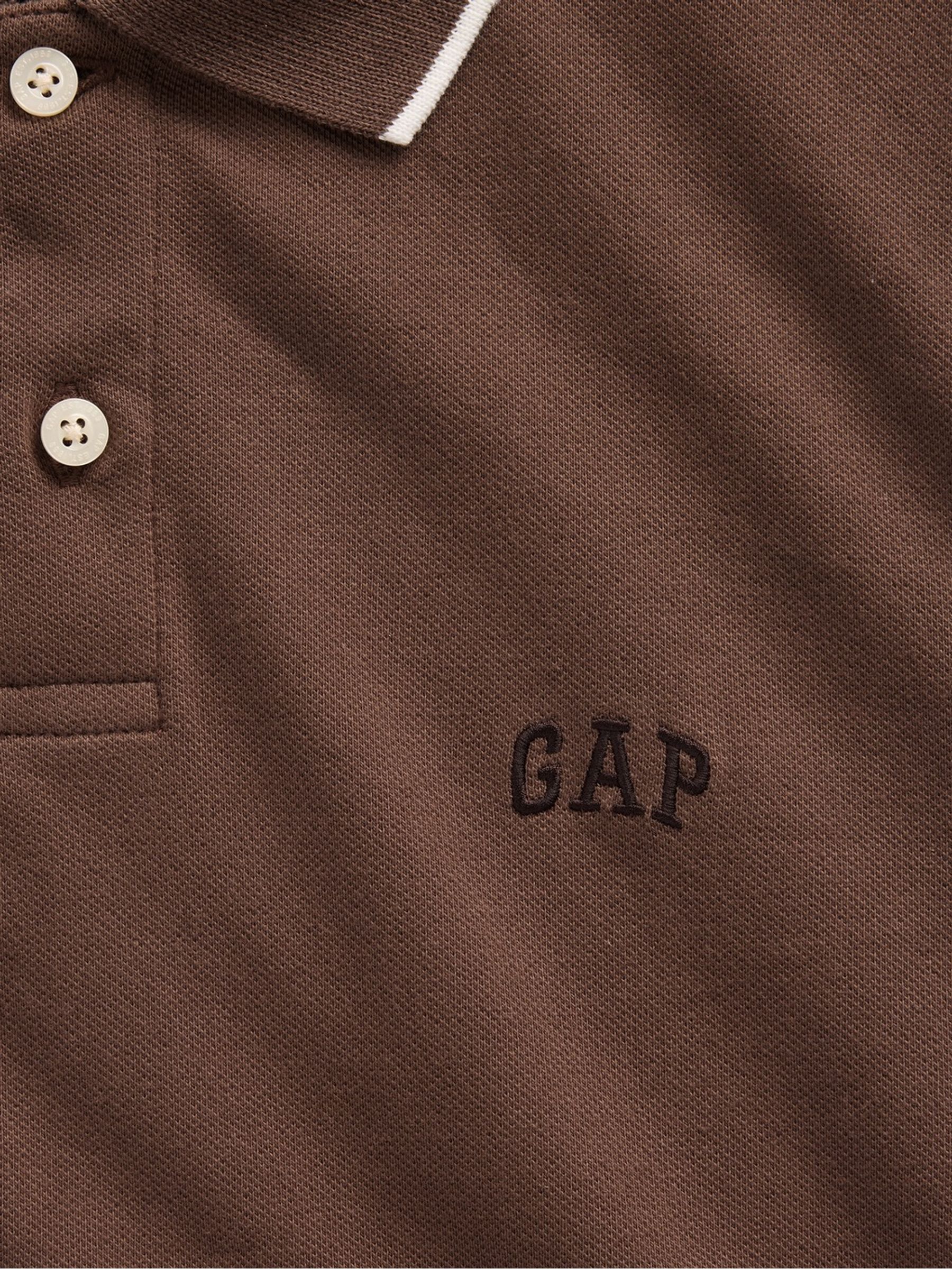 Brown Logo Pique Polo Shirt - Image 4 of 4 Brown Logo Pique Polo Shirt - Image 4 of 4