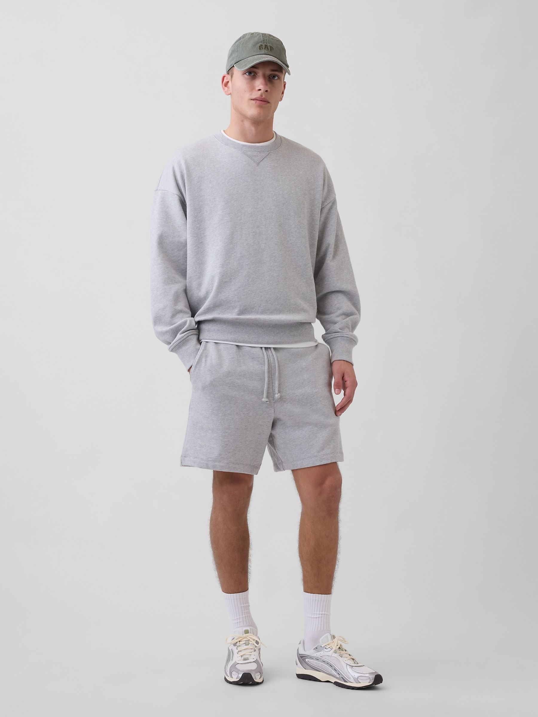 Grey Heavyweight French Terry Sweat Shorts - Image 3 of 6
